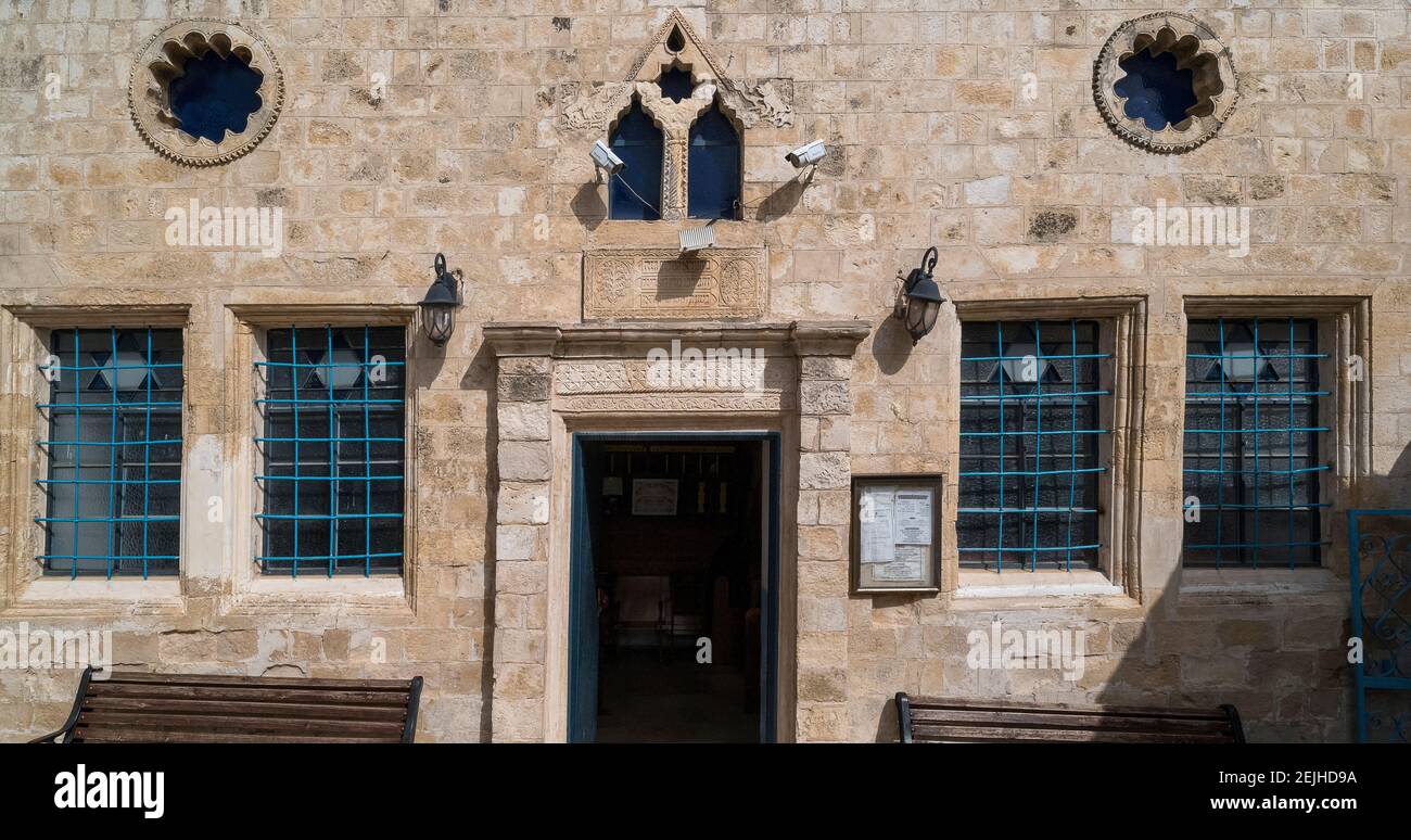 Niedrige Ansicht der Ari Aschkenazi Synagoge, Safed (Zfat), Galiläa, Israel Stockfoto