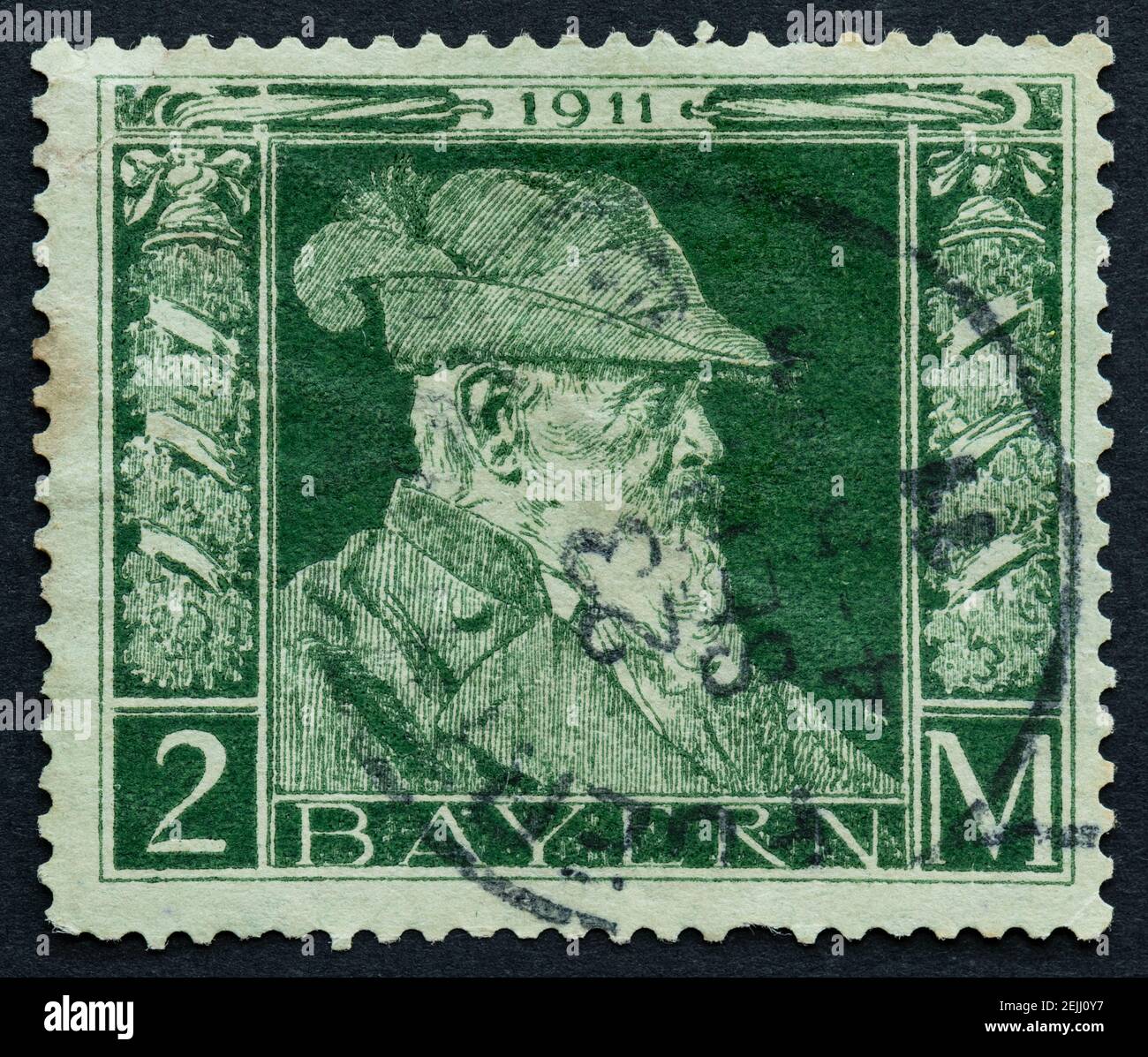Prinz Regent Luitpold Porträt auf bayerischer Briefmarke Stockfoto