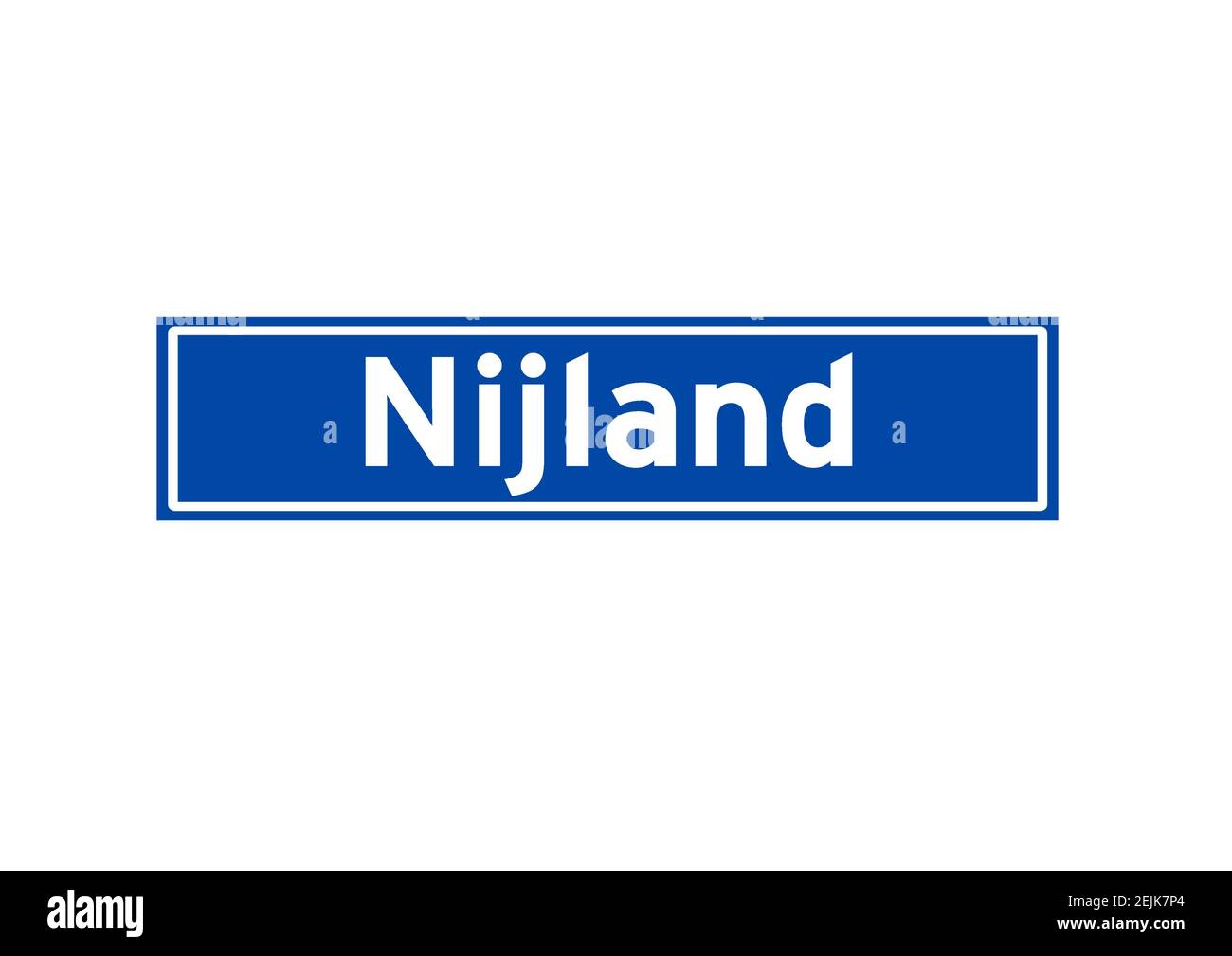 Nijland isoliert niederländischen Ort Namensschild. Stadtschild aus den Niederlanden. Stockfoto