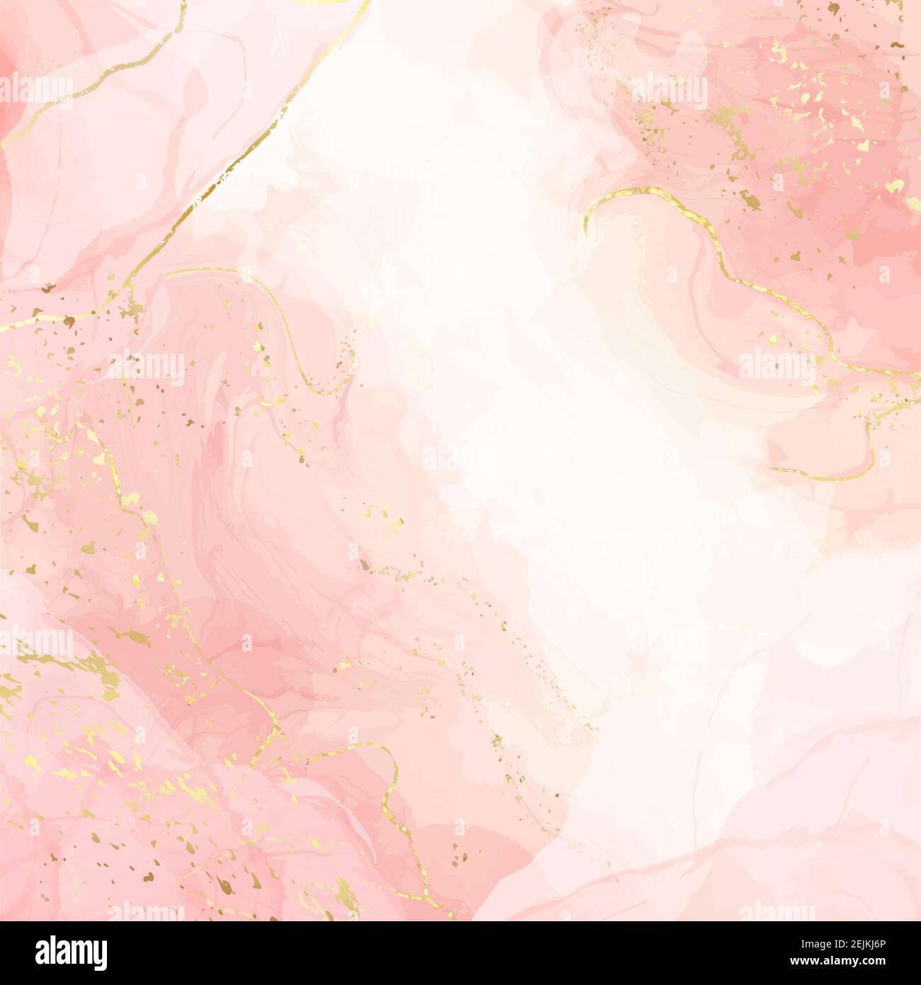 Abstrakt rosa Flüssigkeit Aquarell Hintergrund mit goldenen Cracker. Pastell Marmor Alkohol Tinte Zeichnung Effekt. Vektorgrafik Designvorlage für Stock Vektor