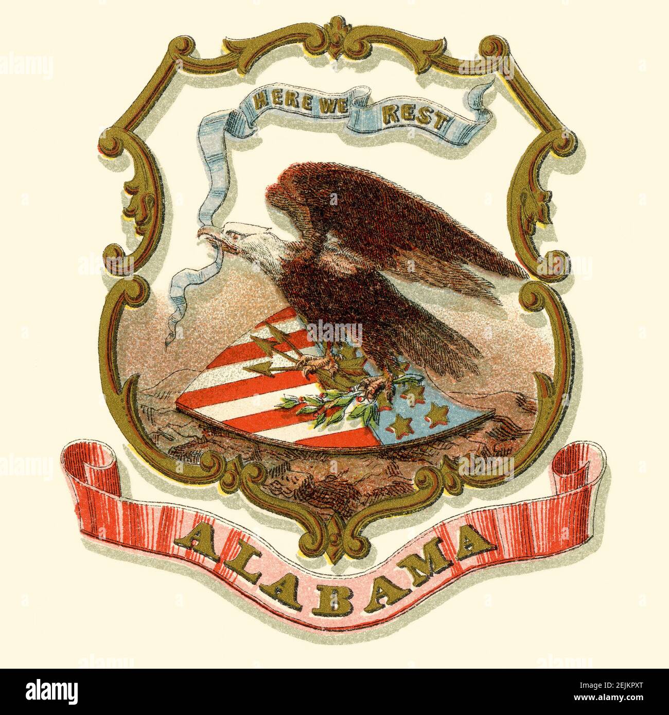Historisches Wappen des Staates Alabama. Stockfoto