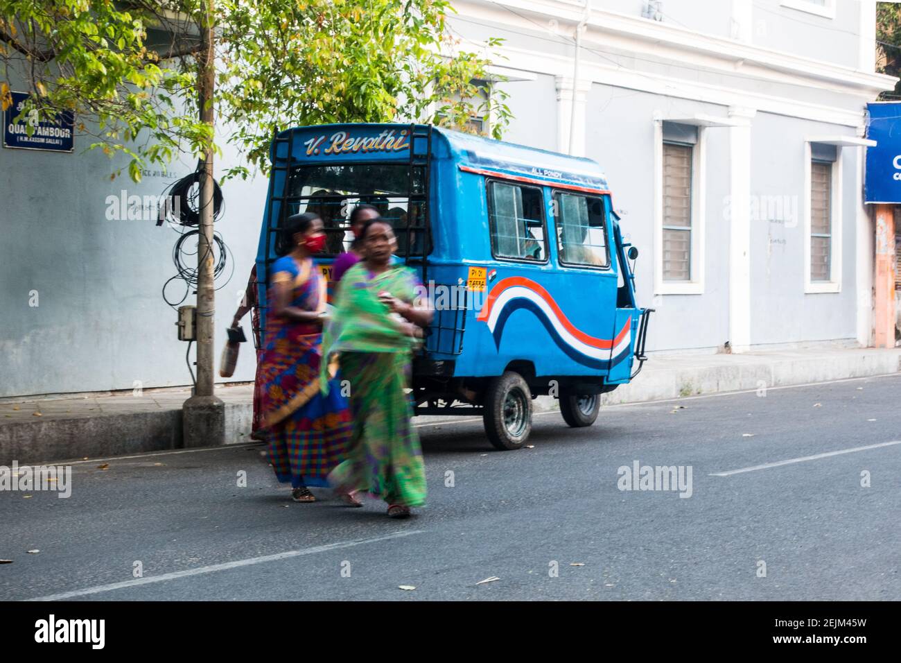 Pendeln teilen Auto in Pondicherry Stockfoto