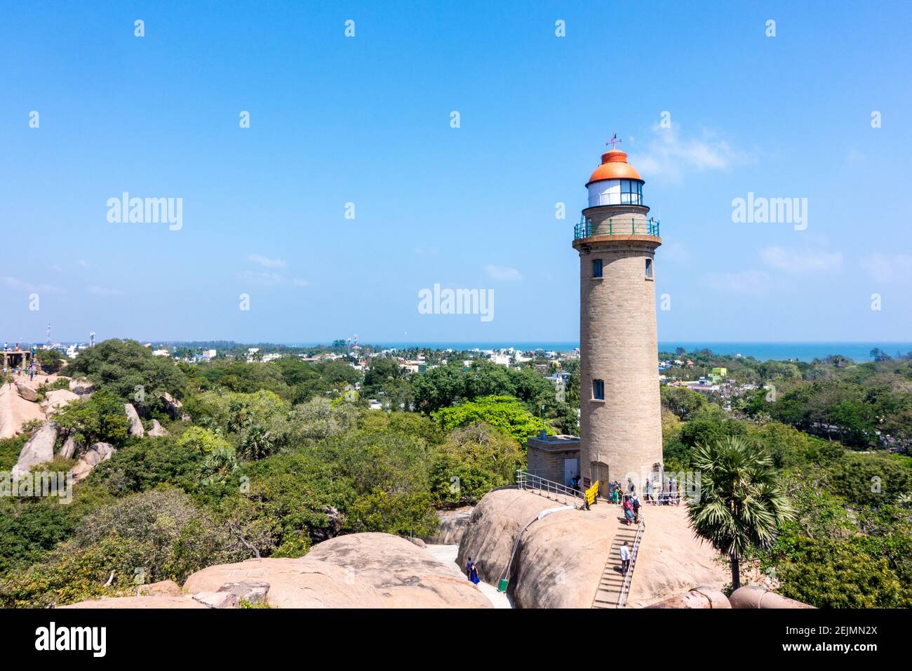 Leuchtturm in Mahabalipuram aka Mamallapuram, Chennai, Tamil Nadu, Indien Stockfoto