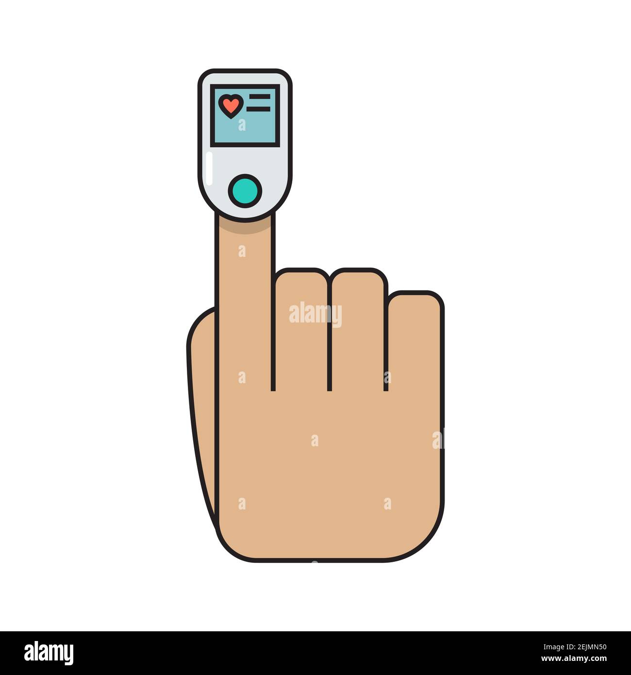 Farbiges Pulsoximeter Finger einfaches Medizin-Symbol im trendigen Linienstil isoliert auf weißem Hintergrund für Web-Anwendungen und mobile Konzepte. Vektor Stock Vektor