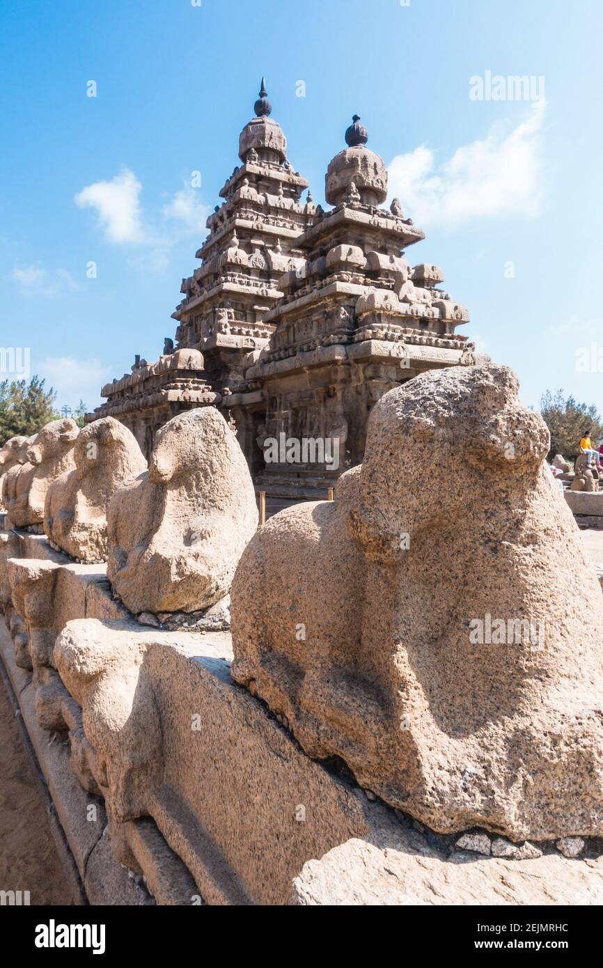 Seashore-Teampel in Mamallapuram, Tamil Nadu, Indien Stockfoto
