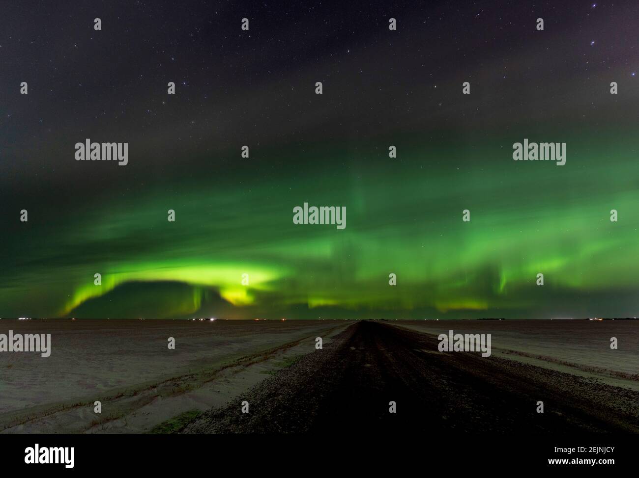 Aurora Borealis in Saskatchewan Nachtfotografie Rural Stockfoto