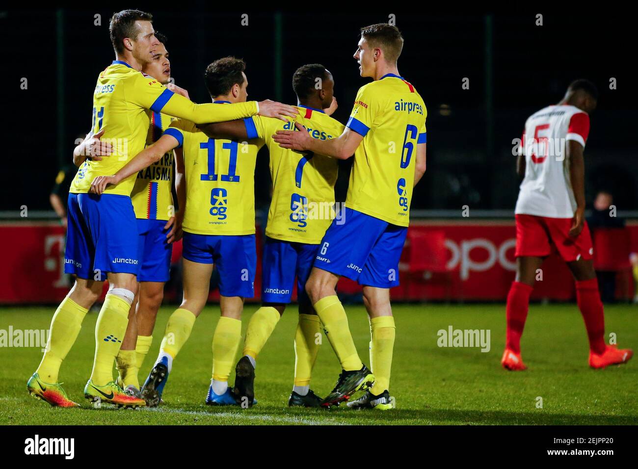 UTRECHT, NIEDERLANDE - FEBRUAR 22: Giovanni Korte vom SC Cambuur feiert sein Tor beim Keukenkampioen Divisie-Spiel zwischen Jong FC Utrecht Stockfoto