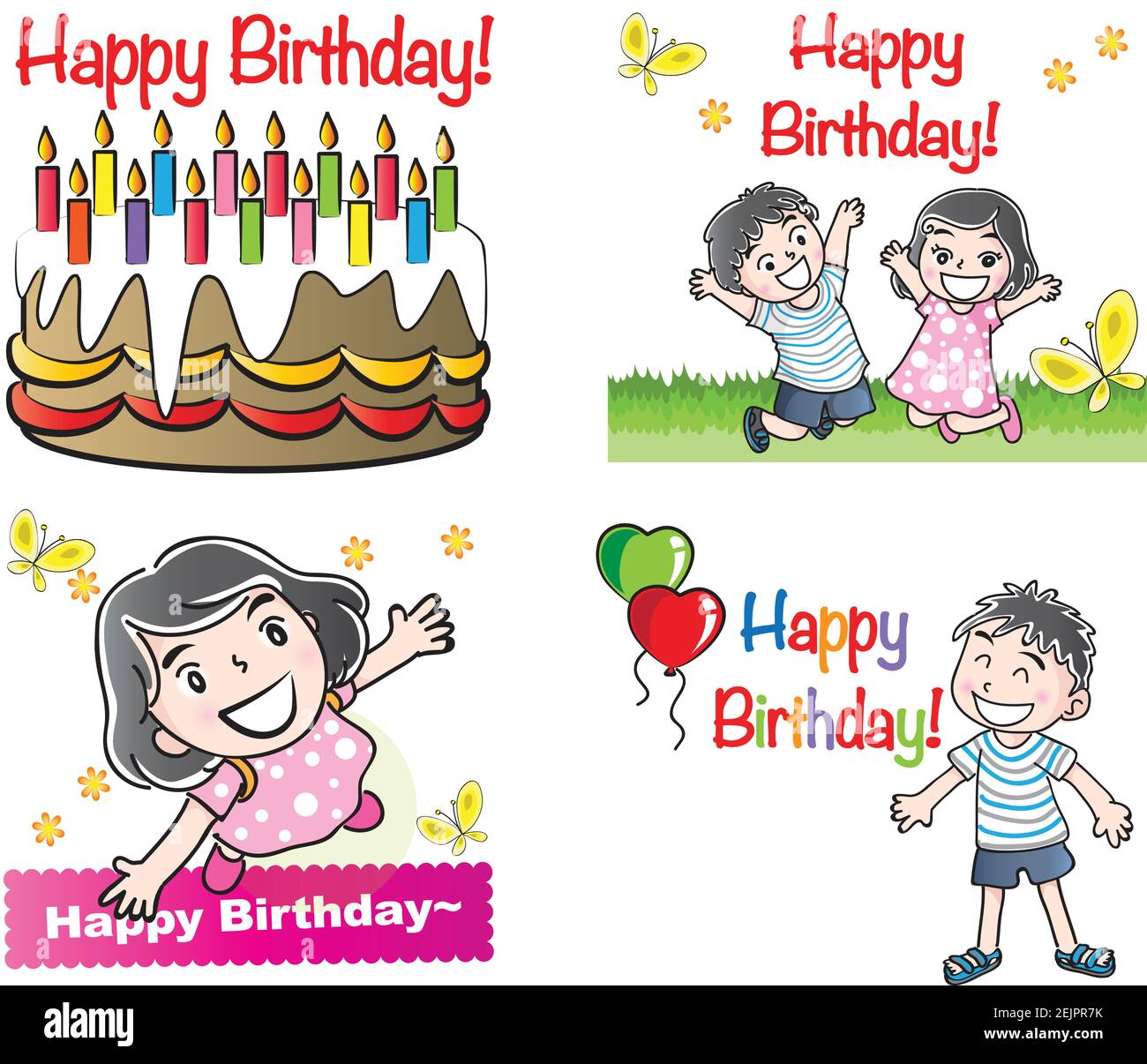 vektor Cartoon Junge und Mädchen glücklich Geburtstagskarte Stock Vektor