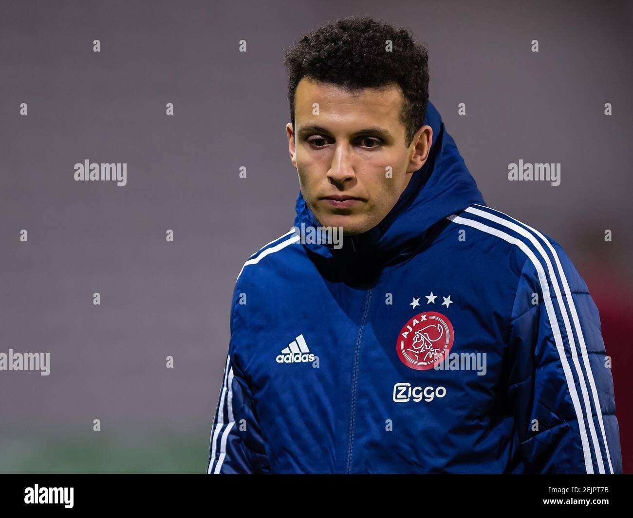 LILLE, FRANKREICH - FEBRUAR 18: Oussama Idrissi von Ajax vor dem UEFA Europa League Spiel zwischen Lille OSC und Ajax im Stade Pierre Mauroy am Februar Stockfoto