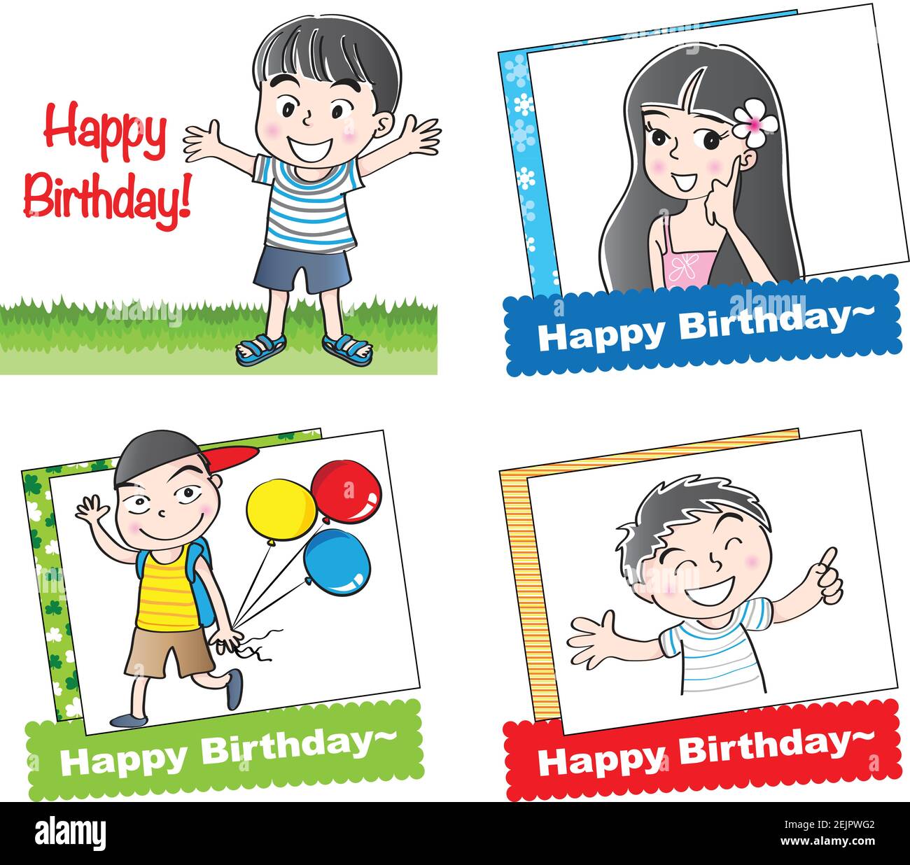 vektor Cartoon Kinder glücklich Geburtstag Kuchen Karte Stock Vektor