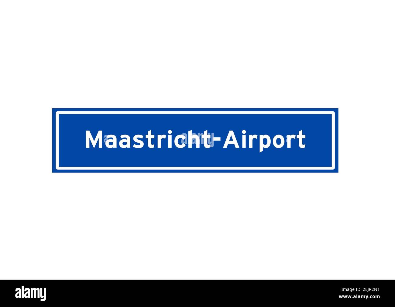 Maastricht-Flughafen isoliert niederländischen Ort Namensschild. Stockfoto