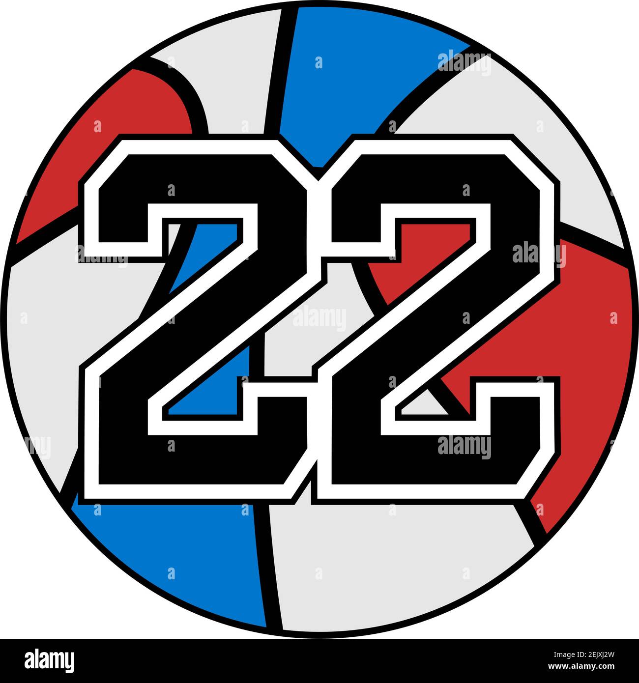 Basketball-Symbol mit der Zahl 22 Stock Vektor