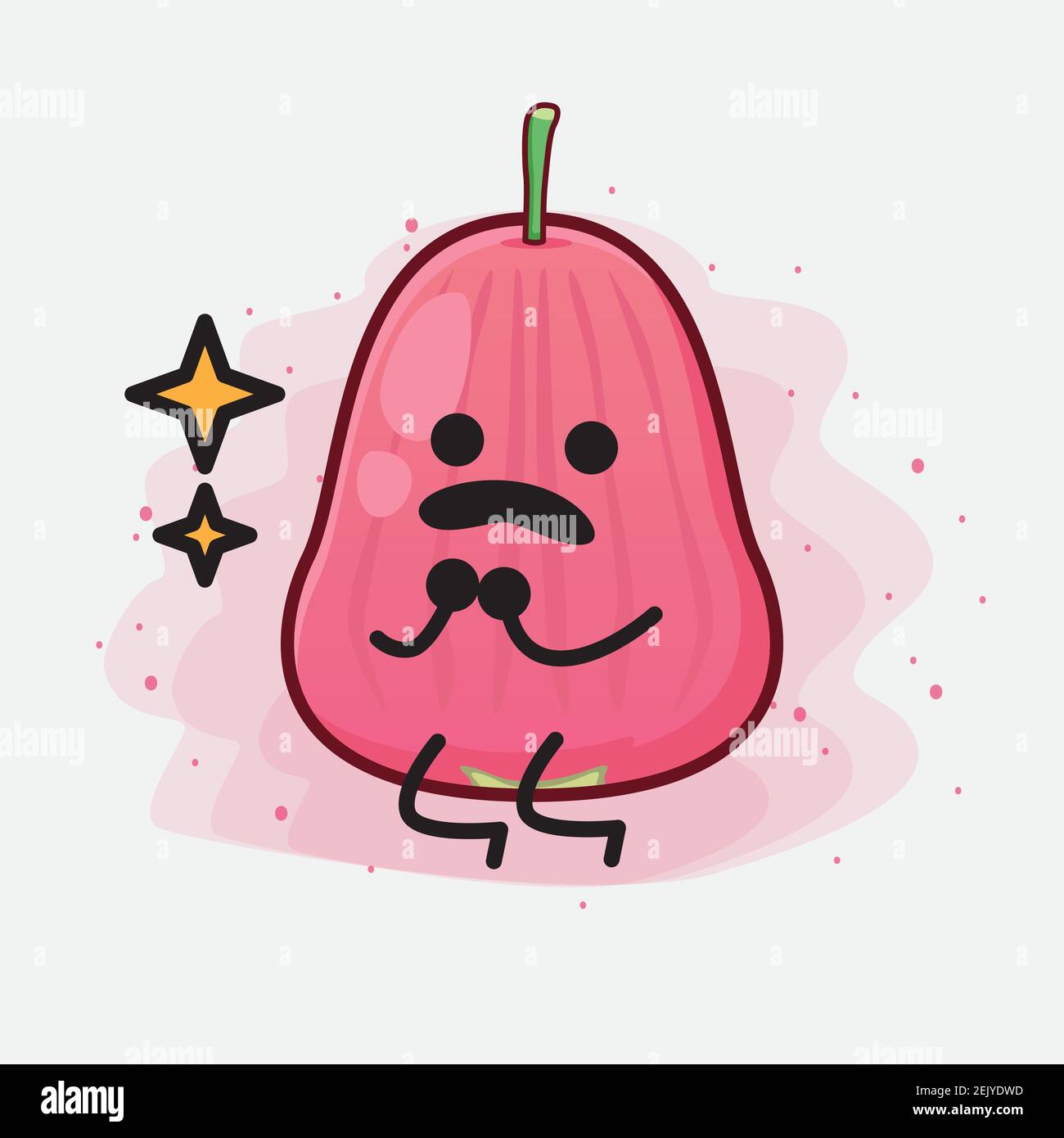 Vektor-Illustration von Java Apple Fruit Charakter mit niedlichen Gesicht, einfache Hände und Bein Linie Kunst auf isolierten Hintergrund. Flache Cartoon Doodle Stil. Stock Vektor