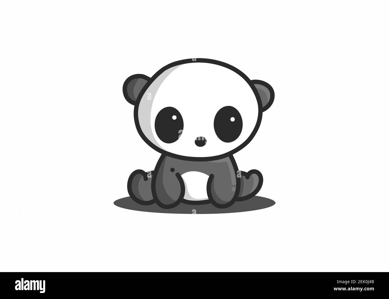 Niedliche sitzende kleine Panda kawaii Illustration Design Stock Vektor