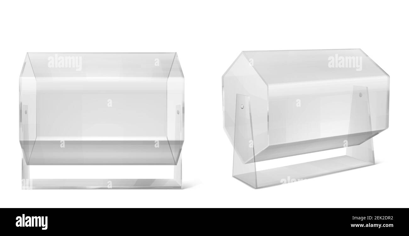 Lotteriemaschine, transparente Verlosung Trommel isoliert auf weißem Hintergrund. Vektor realistische Mockup von 3D leeren klaren Acryl Lotterie Trommel für Bingo, Lotto, Glücksspiel. Freizeitspiel mit Verlosung Stock Vektor