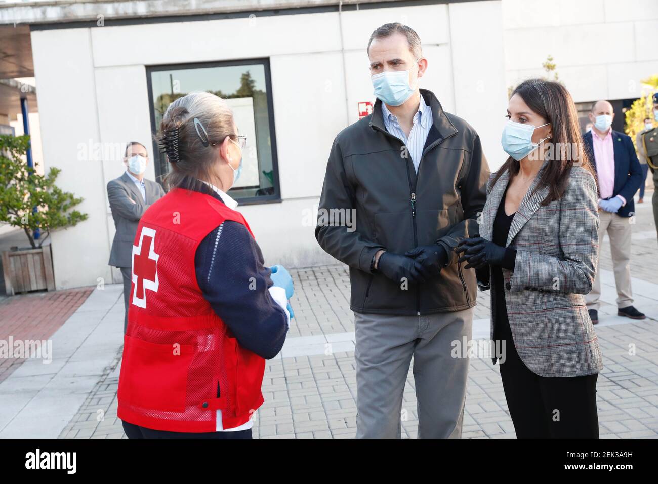 Königin Letizia und König Felipe besuchten am 21. Mai 2020 die adel Royals Mercamadrid, den größten Markt in Madrid, Spanien. (PPE/Thorton/Sipa USA) Stockfoto