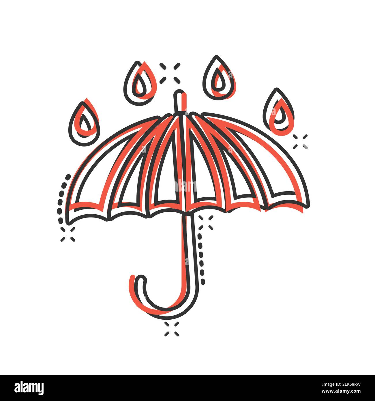Regenschirm-Ikone im Comic-Stil. Parasol Cartoon Vektor-Illustration auf  weißem isolierten Hintergrund. Geschäftskonzept mit Baldachin-Spritzeffekt  Stock-Vektorgrafik - Alamy