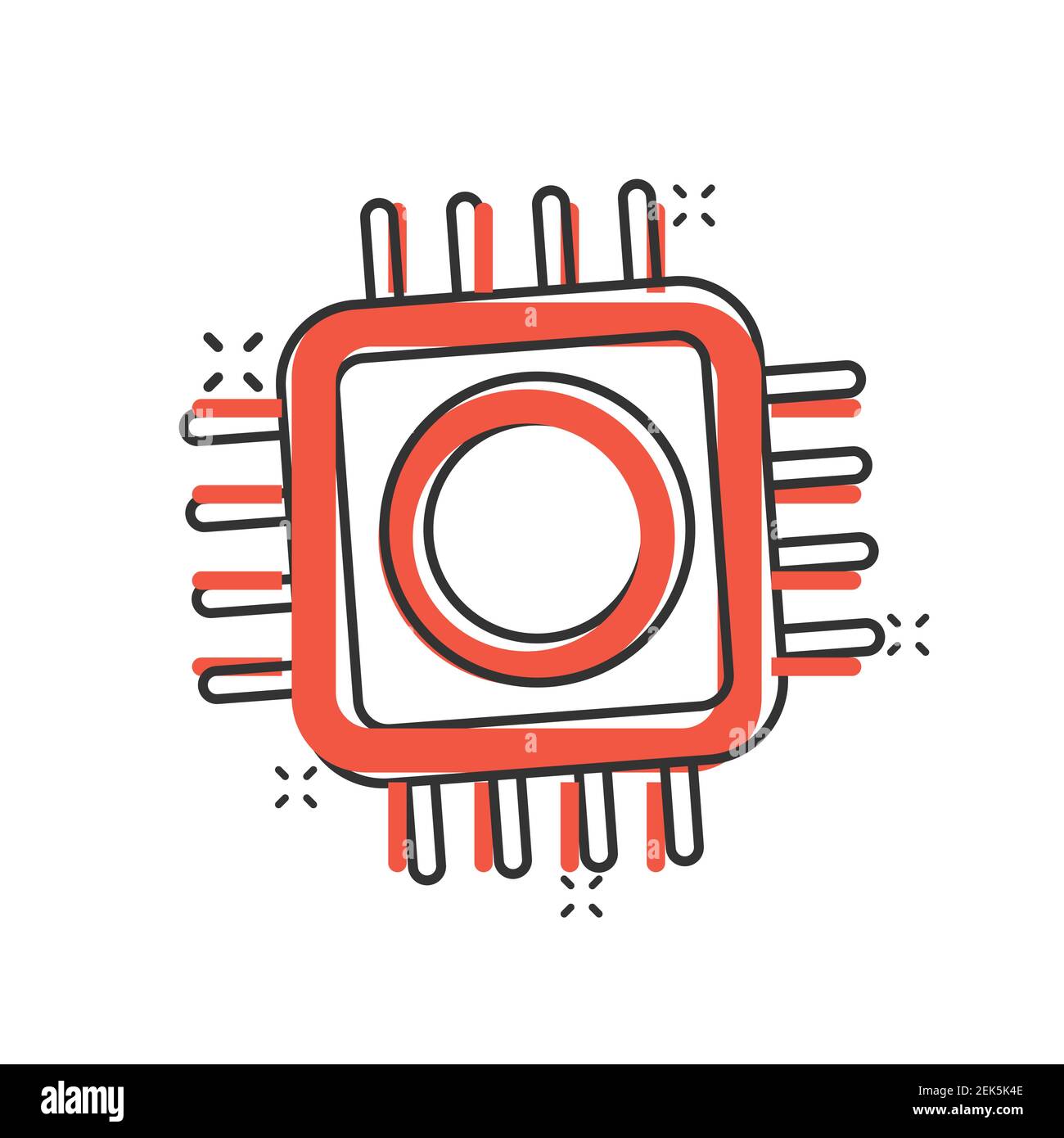 Computer cpu Icon im Comic Stil. Leiterplatte Cartoon Vektor Illustration  auf weißem isolierten Hintergrund. Motherboard Chip Splash Effect Business  Konz Stock-Vektorgrafik - Alamy