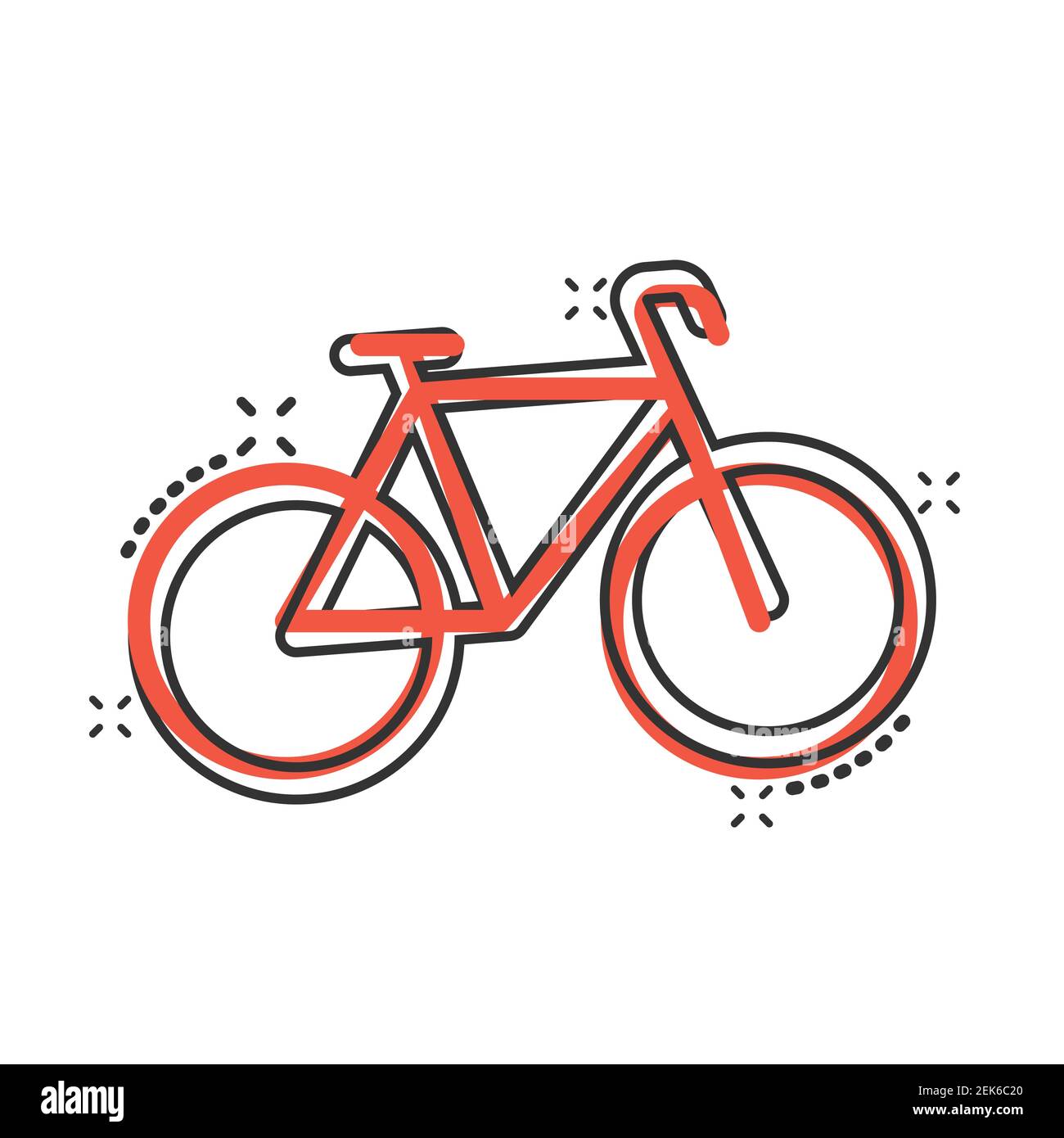 Fahrrad-Ikone im Comic-Stil. Fahrrad Cartoon Vektor-Illustration auf weißem  Hintergrund isoliert. Geschäftskonzept mit Reisesplash-Effekt  Stock-Vektorgrafik - Alamy