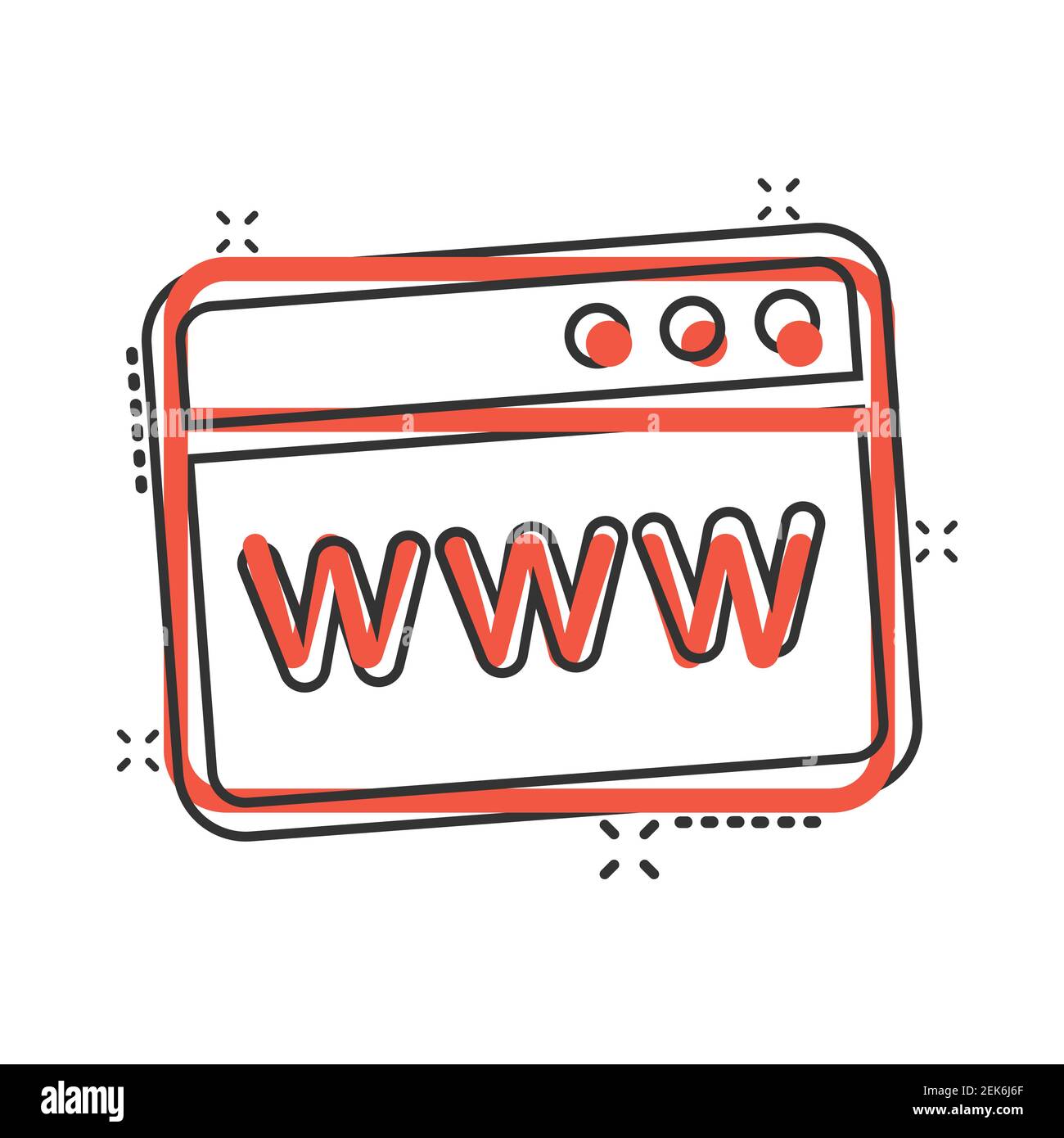 Website Domain-Symbol im Comic-Stil. COM Internet-Adresse Cartoon Vektor Illustration auf weißem Hintergrund isoliert. Server-Splash-Effekt Business Conce Stock Vektor