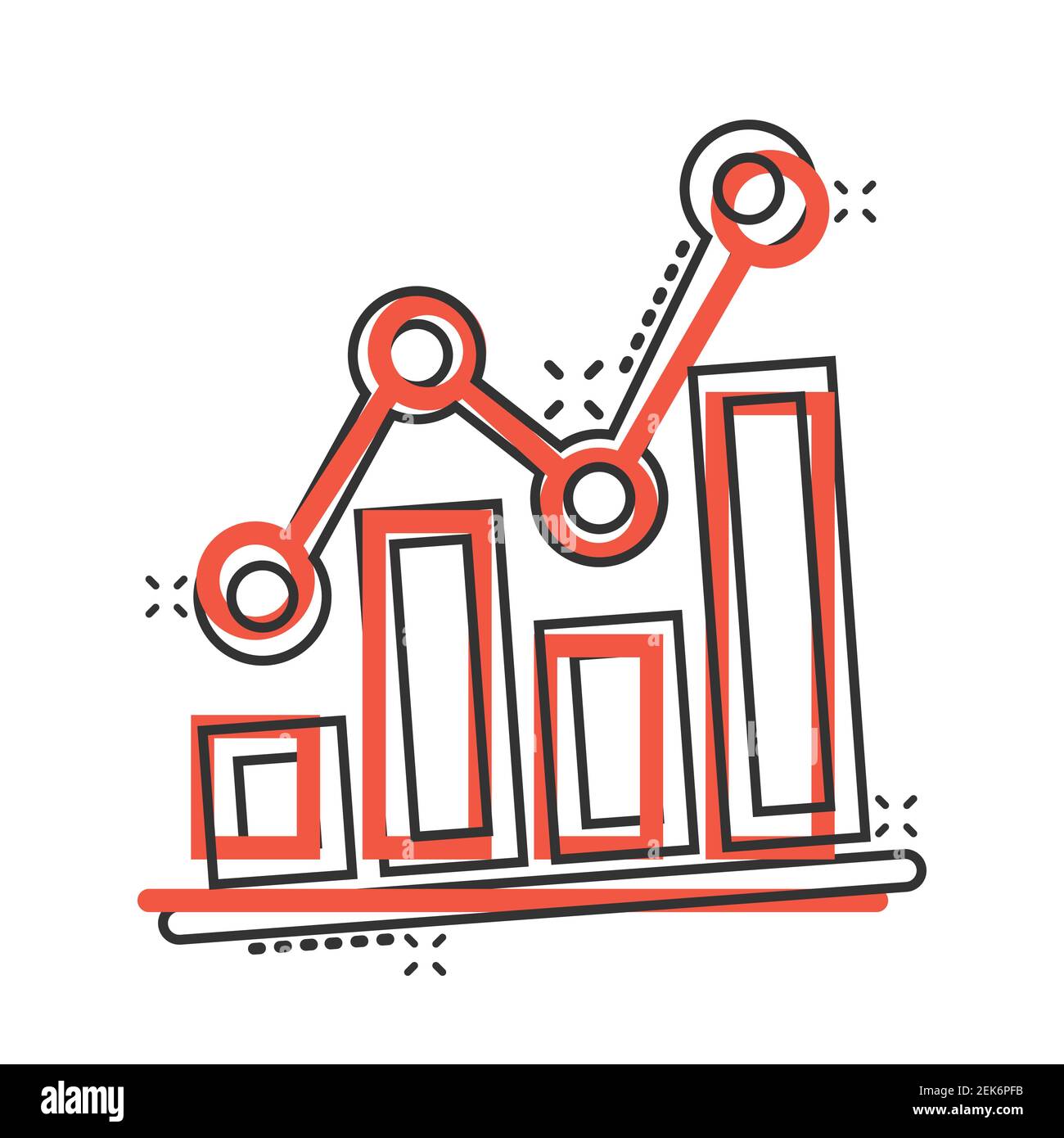 Diagramm-Symbol im Comic-Stil. Pfeil wachsen Cartoon Vektor Illustration auf weißem isolierten Hintergrund. Analyse Splash Effect Business Concept. Stock Vektor