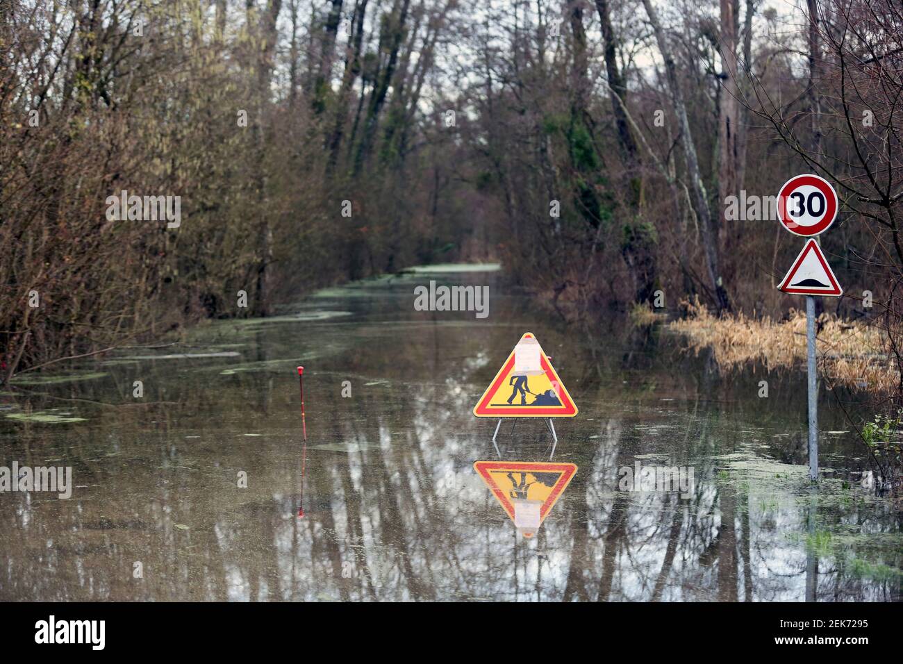 Rekordflutung Canche River, Hauts de France in der Nähe von montreuil Sur Mer. Stockfoto