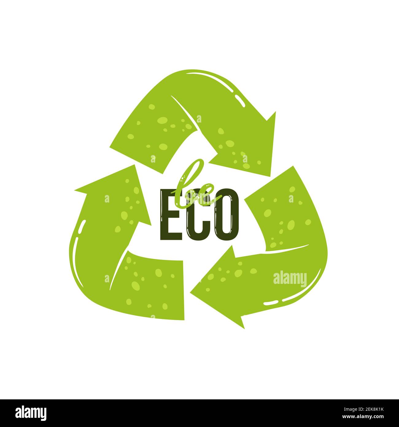 Be Eco Lettering Print Vektorgrafik. „Zero Waste Lifestyle“-Motto. Ökologischer Ausdruck. Handgezeichnetes Zitat Design für Shop. Stock Vektor