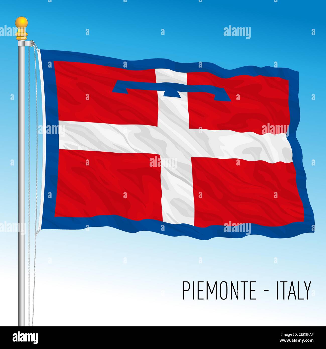 Piemont, Flagge der Region, Italienische Republik, Vektorgrafik Stock Vektor