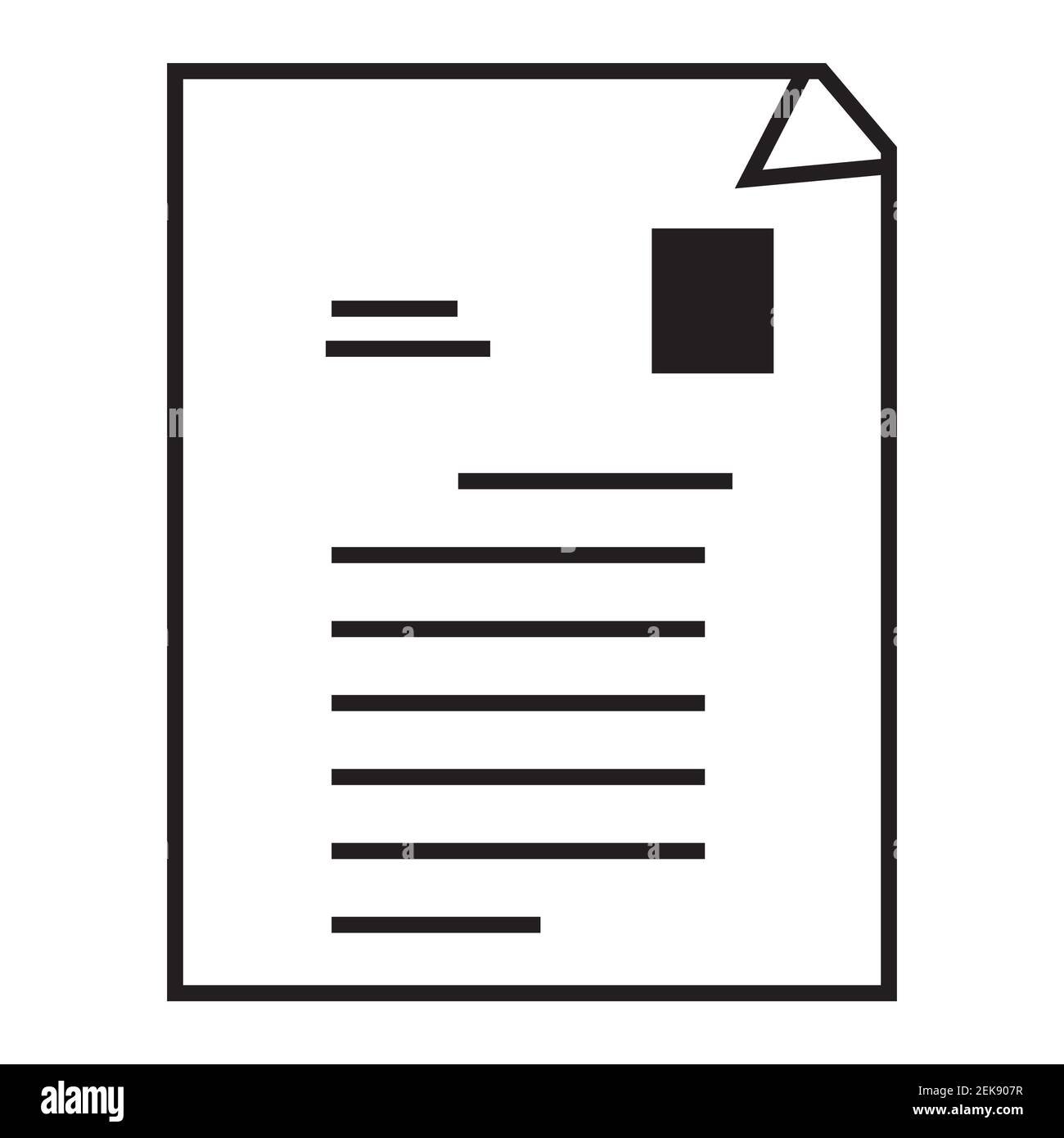 Symbol für Datei- und Dokumentpapier auf weißem Hintergrund. Stockfoto