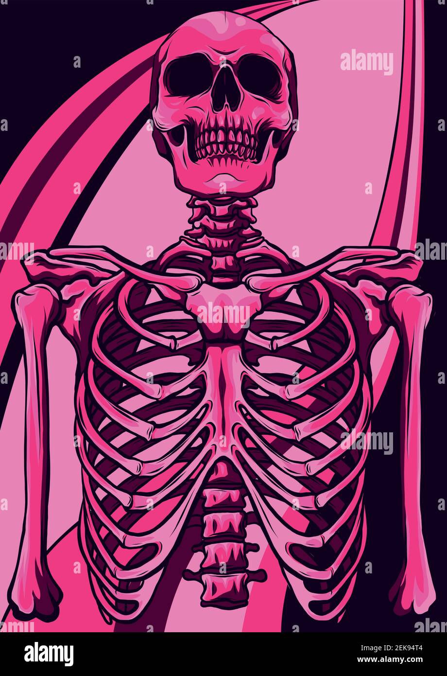 Menschliches Skelett posiert isoliert auf weißem Hintergrund Vektor-Illustration Stock Vektor