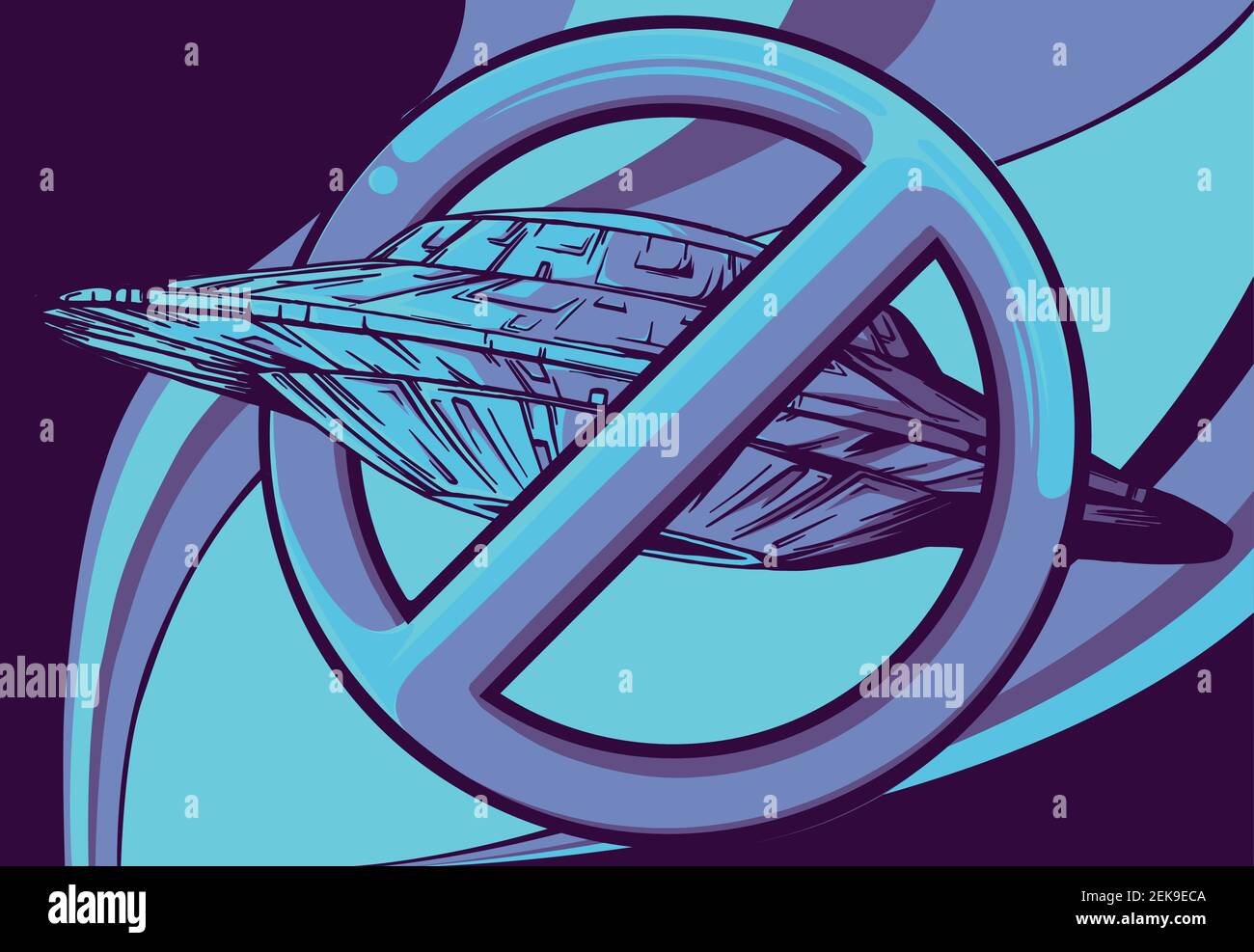 ufo mit Symbol für Ban Vektor Illustration Stock Vektor
