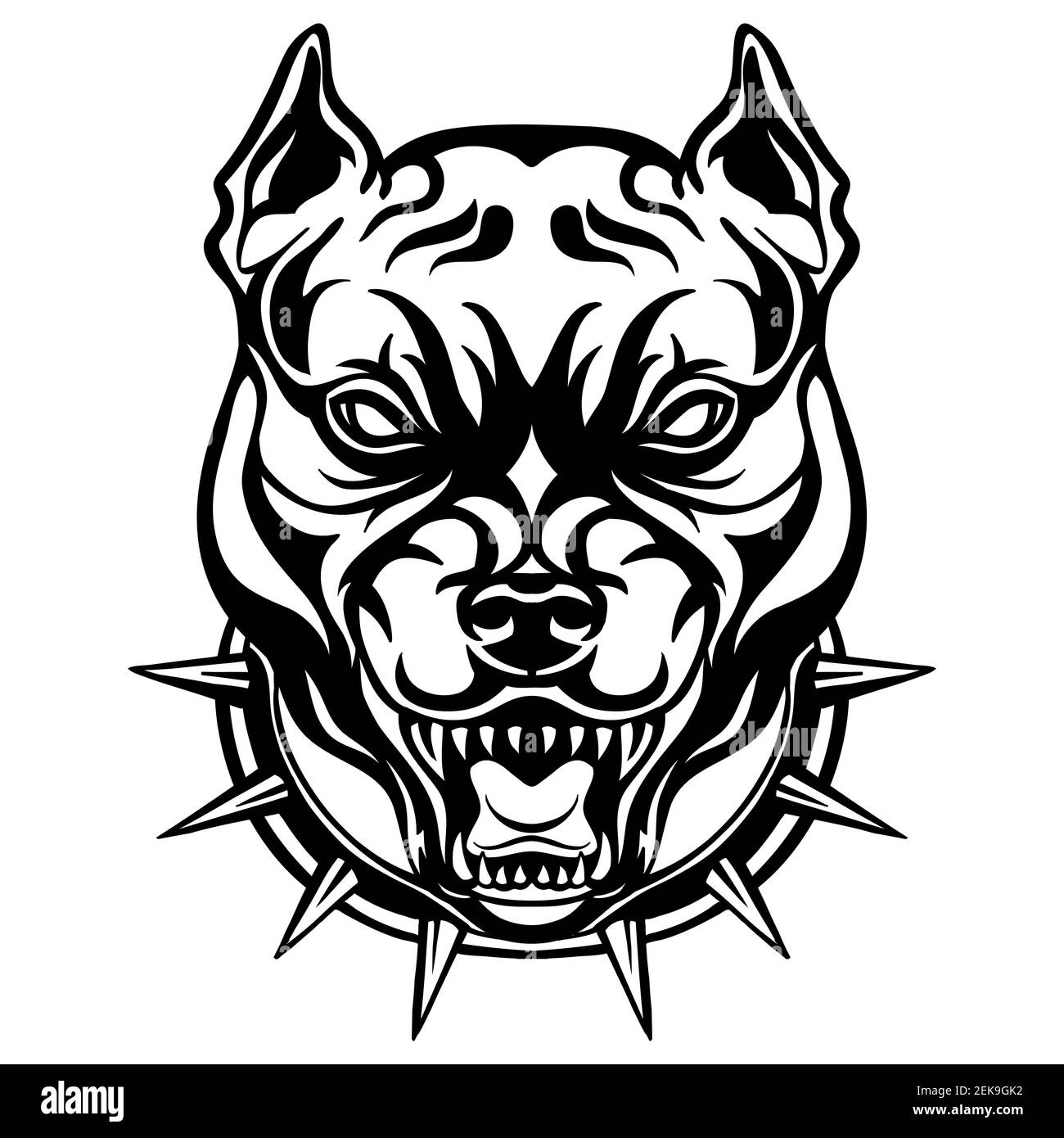 Mascot. Vektorkopf von Cougar. Schwarze Darstellung von Gefahr Hund isoliert auf weißem Hintergrund. Für Dekoration, Druck, Design, Logo, Sportvereine, tätowierung Stock Vektor