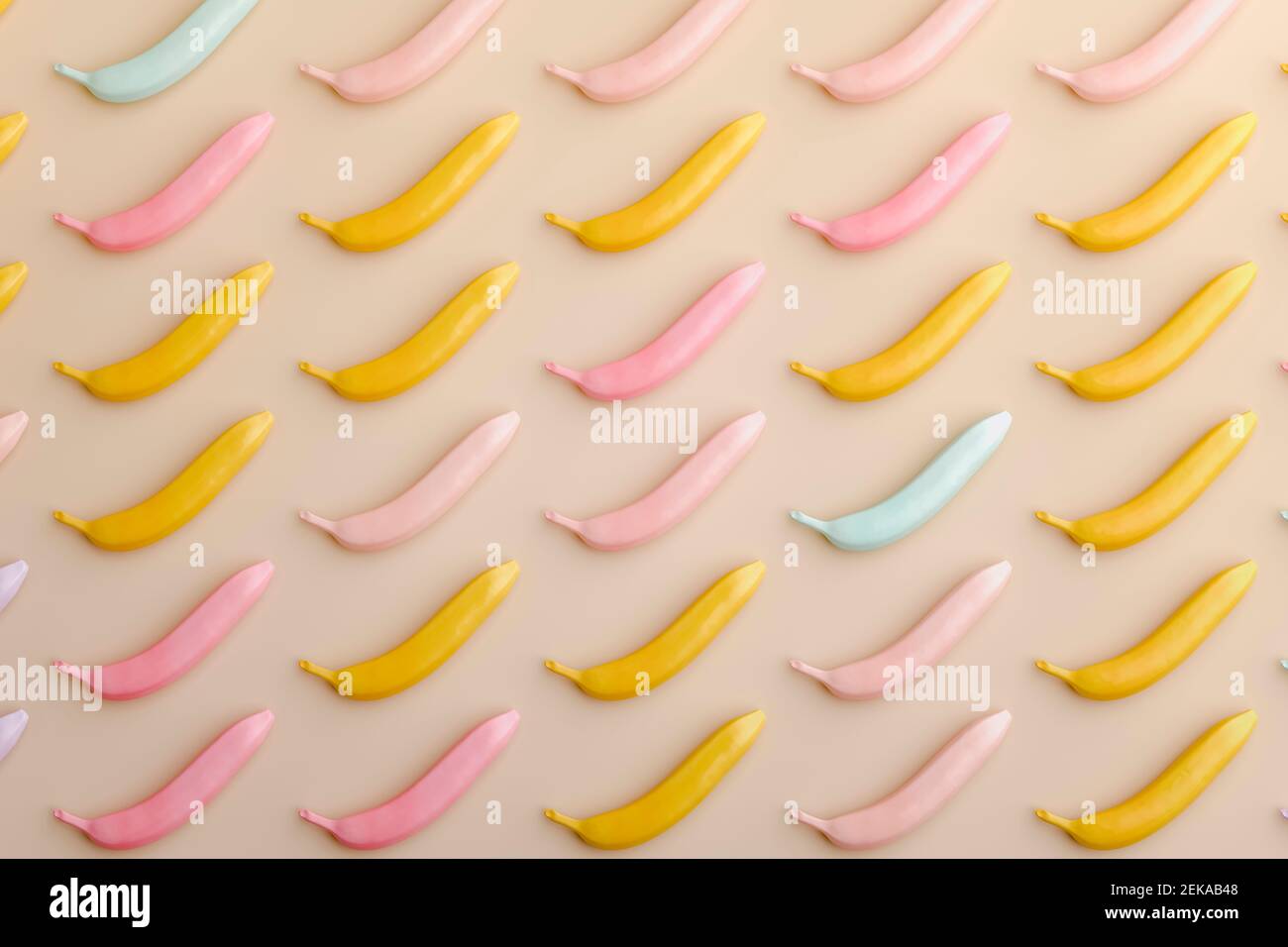 Dreidimensionales Rendern von pastellfarbenen Bananen Stockfoto
