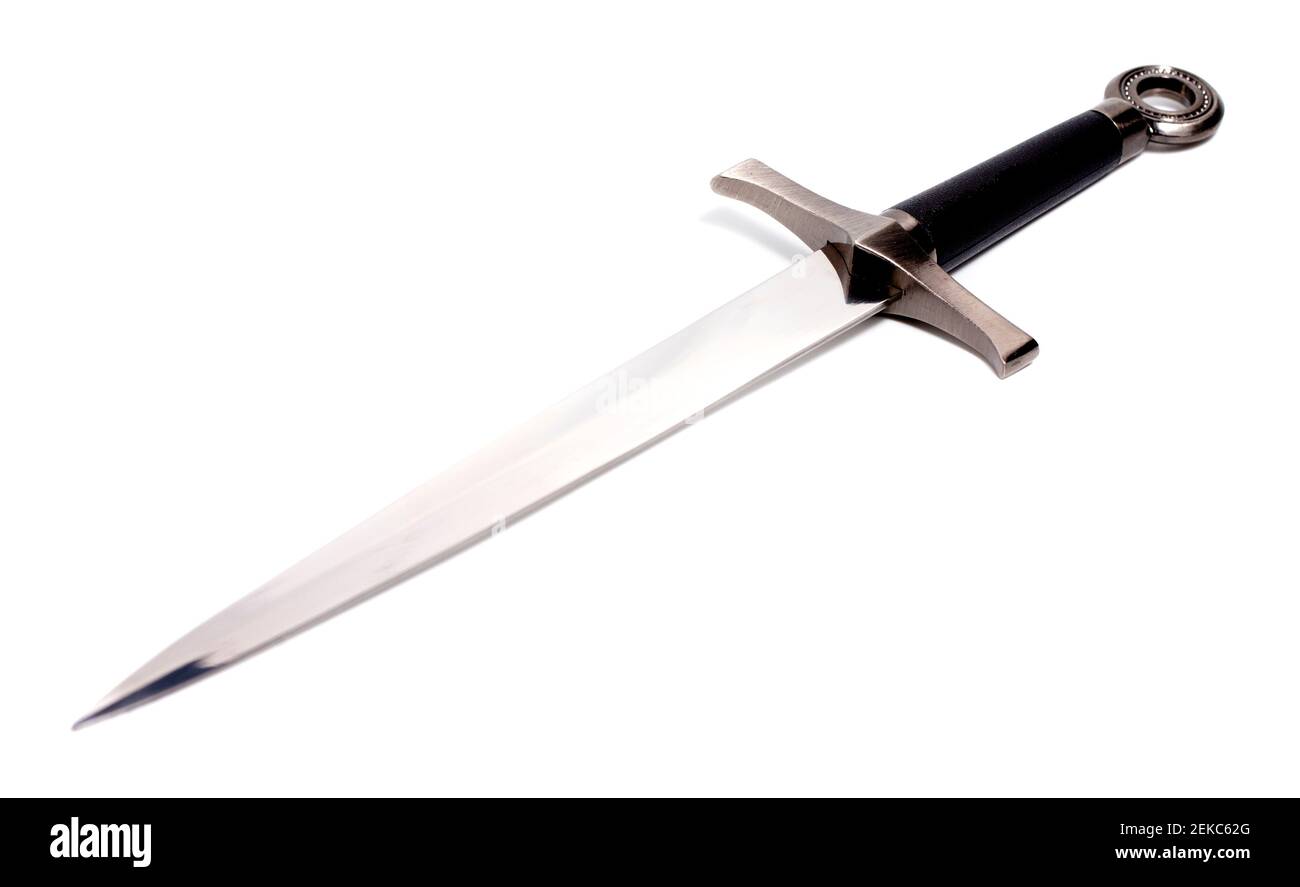 Mittelalterliches Schwert isoliert auf weißem Hintergrund Stockfoto
