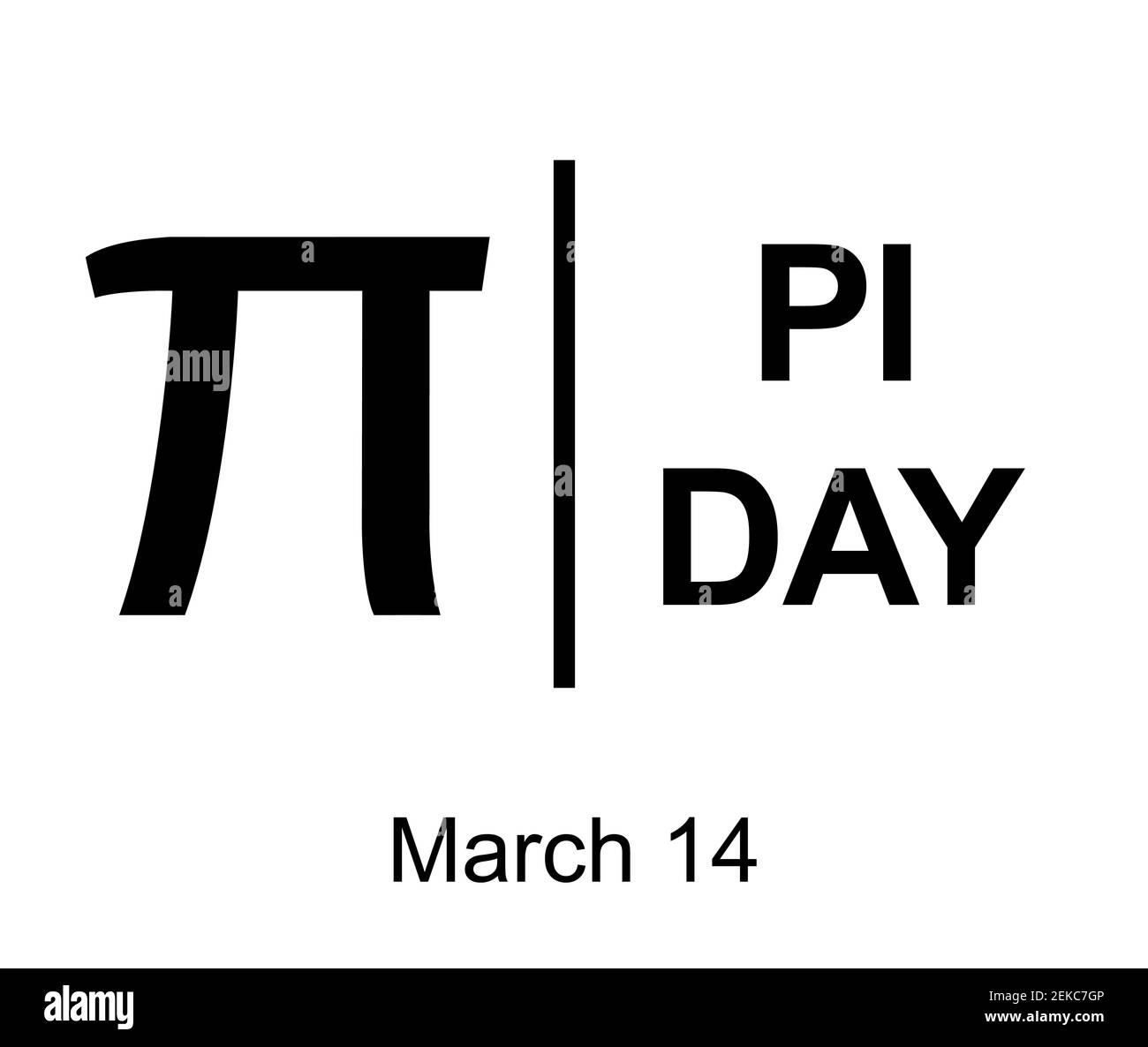 Pi Day Symbol, Schild, Logo (3,14). Design mit Vorhängeschloss. Weißer Hintergrund. Vektorgrafik. März 14. Stockfoto