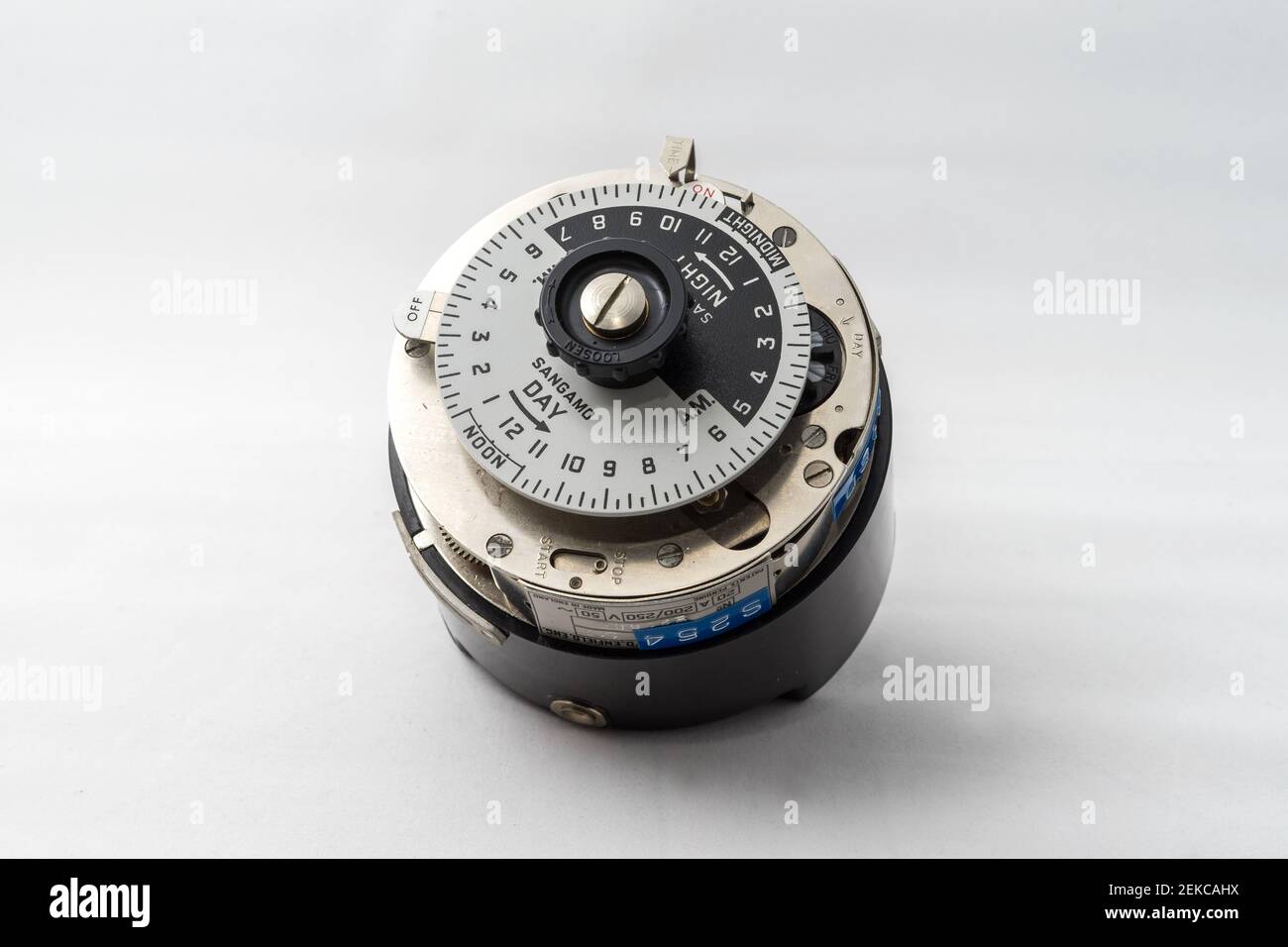 Sangamo Time Switch mechanisches Thermostat mit Federreserve. Stockfoto
