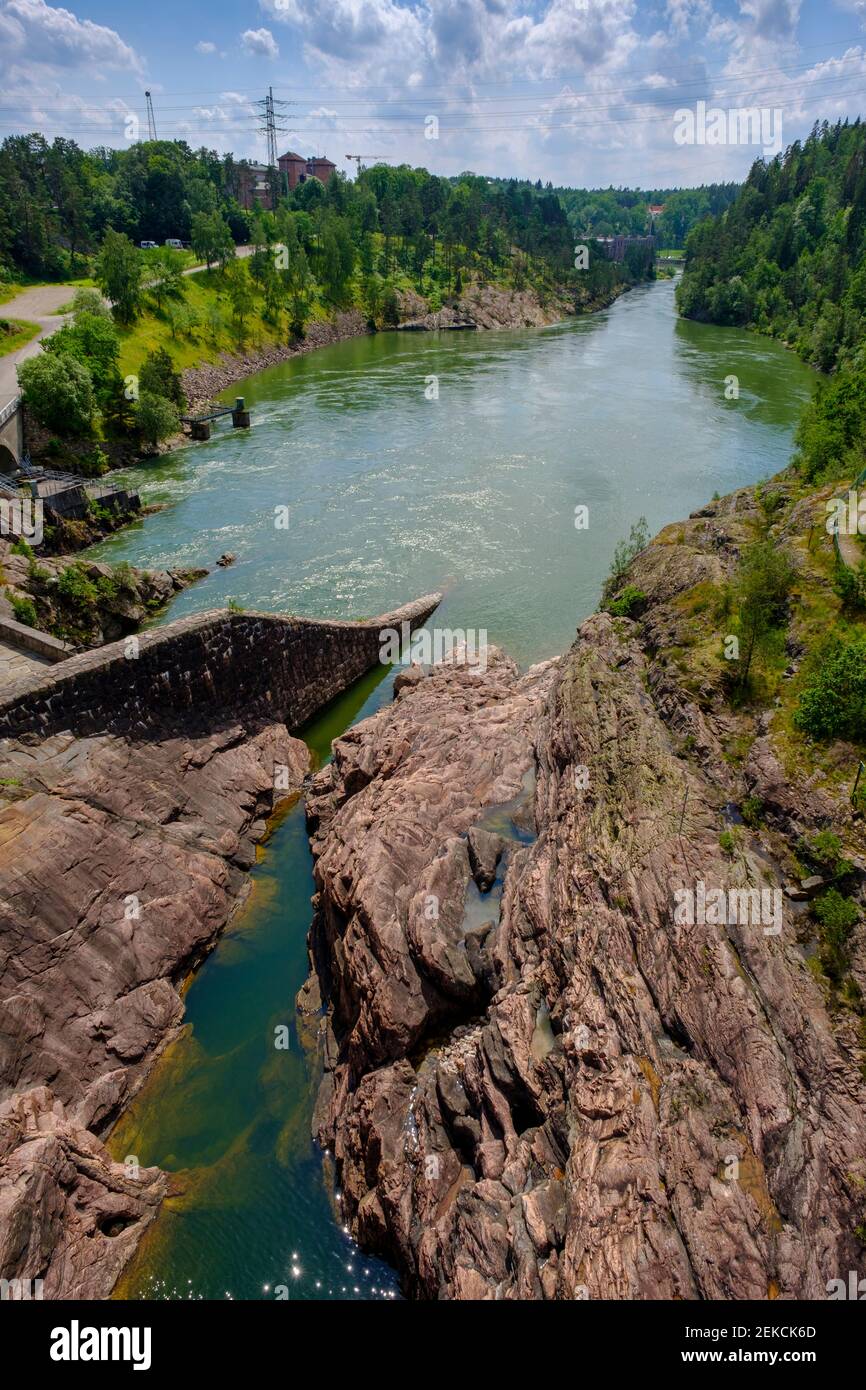 Trollhattan Falls auf dem Fluss Gota Alv Stockfoto