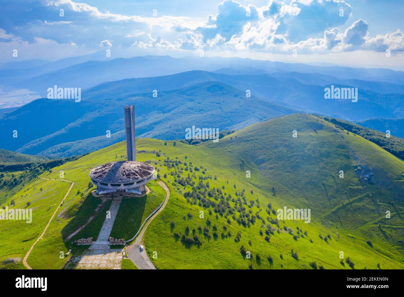 Denkmal Haus der Bulgarischen Kommunistischen Partei auf Buzludzha Gipfel In Bulgarien Stockfoto