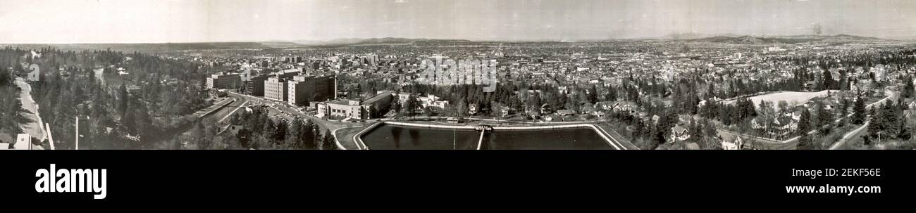Panorama der Stadt Spokane, 1953 Stockfoto