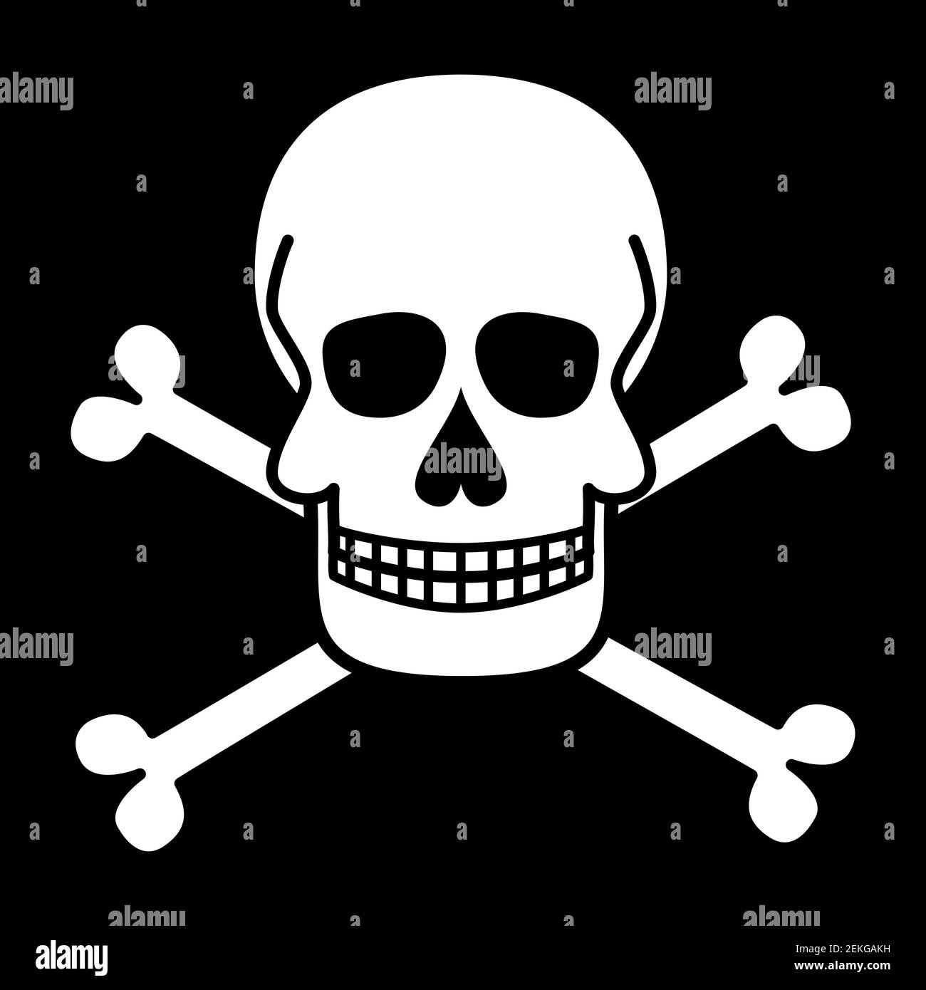 Schädel und Kreuzknochen. Jolly Roger. Piraten-Symbole. Vektorgrafiken. Stock Vektor