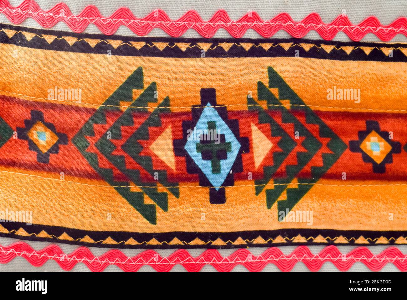 Indigene Muster auf einer Tasche, Kanada Stockfoto
