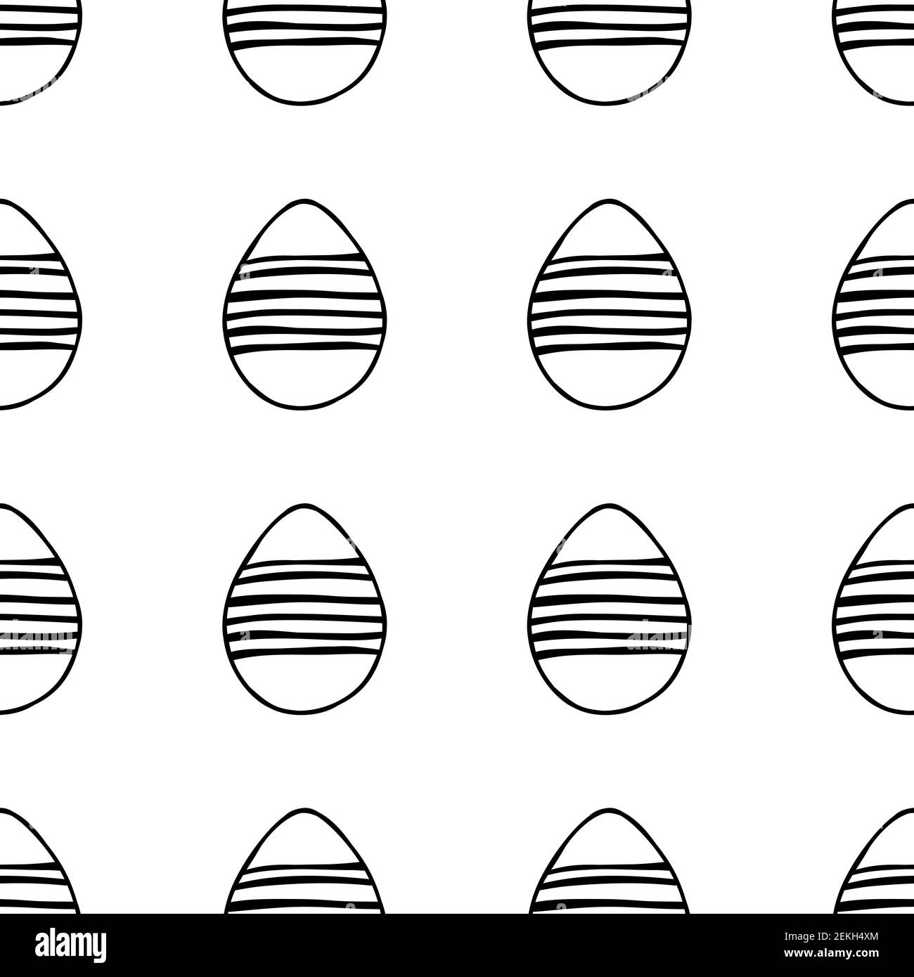 Nahtloses Muster aus handgezeichneten Ostereiern Illustration. Isoliert auf weißem Hintergrund. Stock Vektor