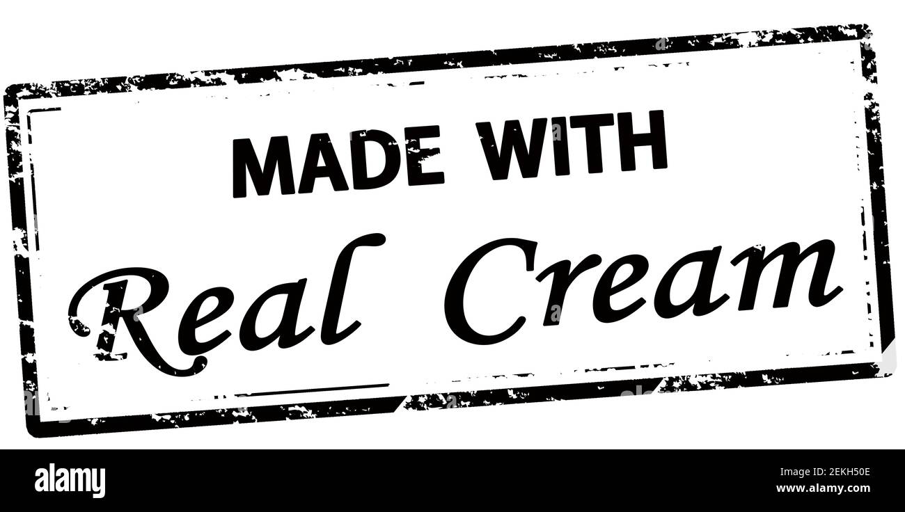 Gummi-Stempel mit Text mit echten Creme innen, Vektor-Illustration Stockfoto