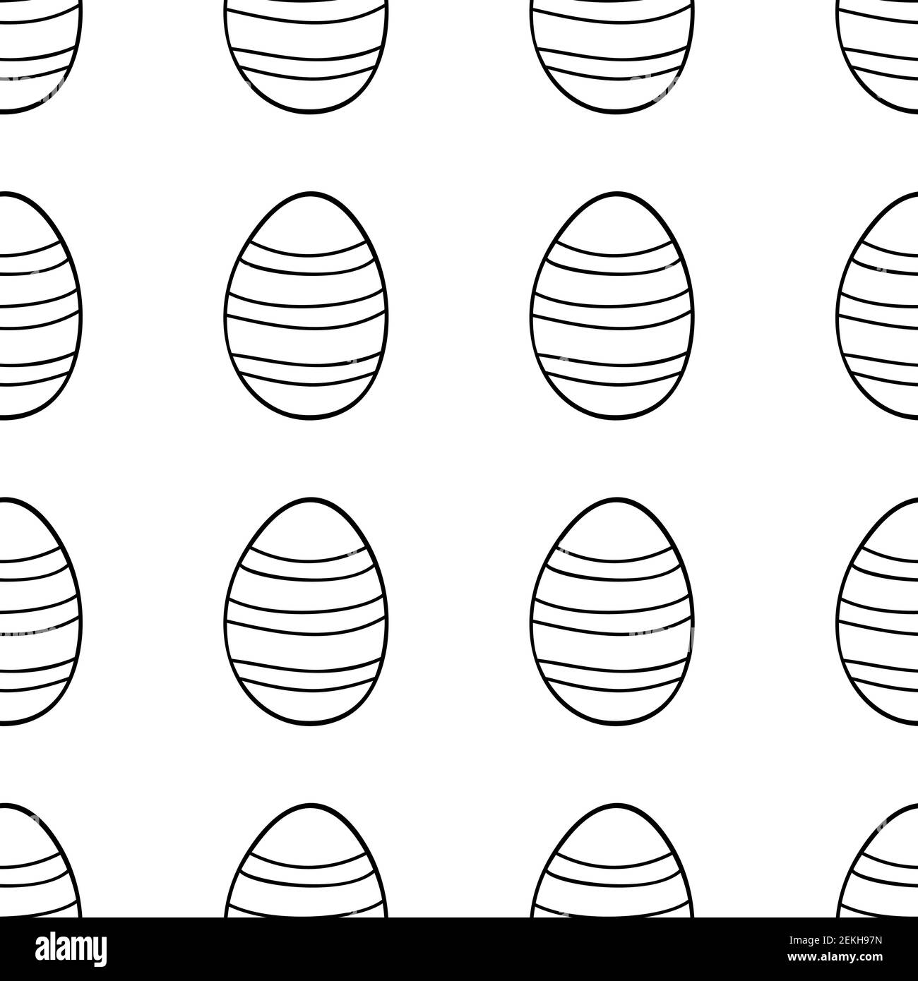 Nahtloses Muster aus handgezeichneten Ostereiern Illustration. Isoliert auf weißem Hintergrund. Stock Vektor