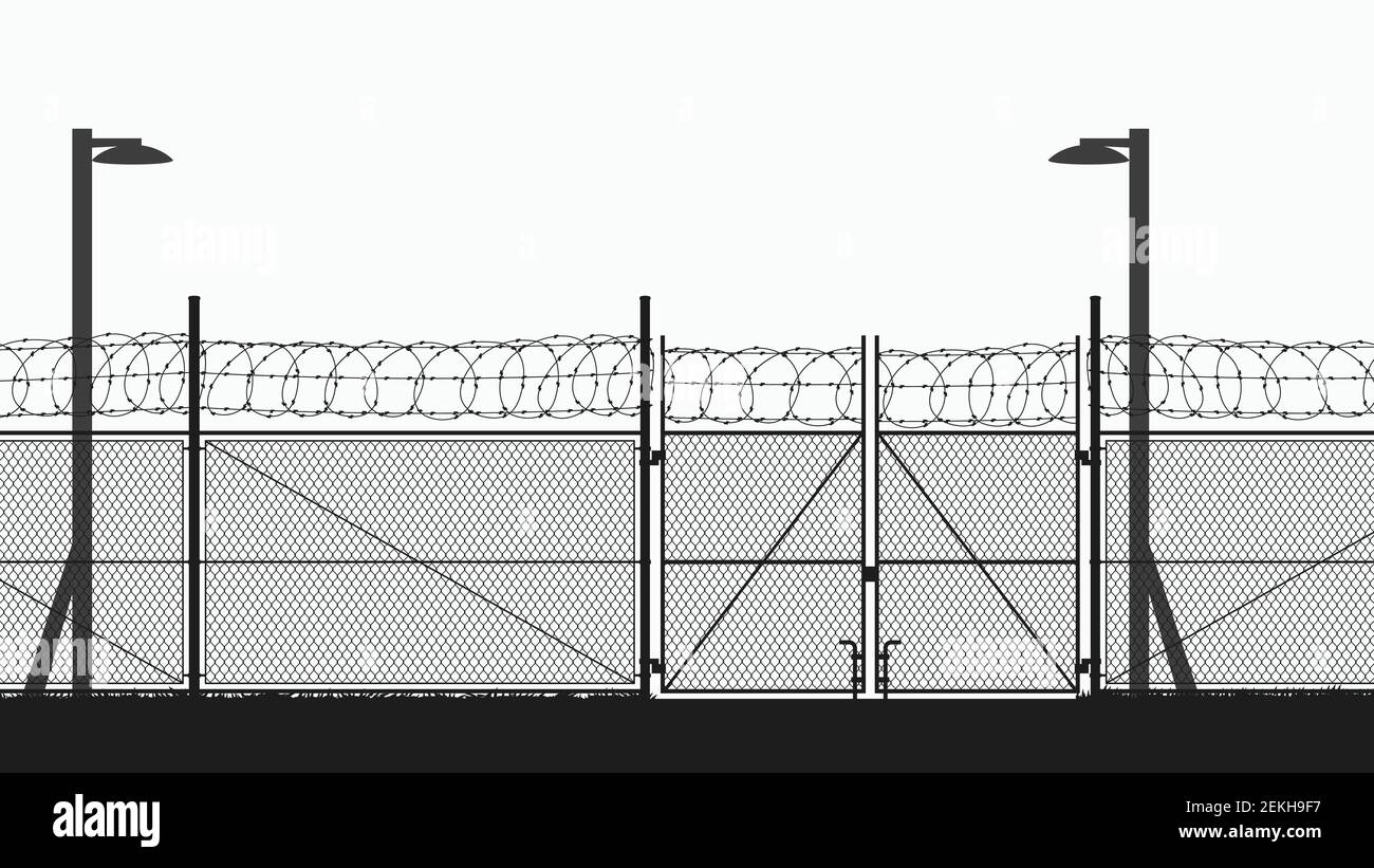 Sperrgebiet mit Kettenzaun auf weiß Stock Vektor