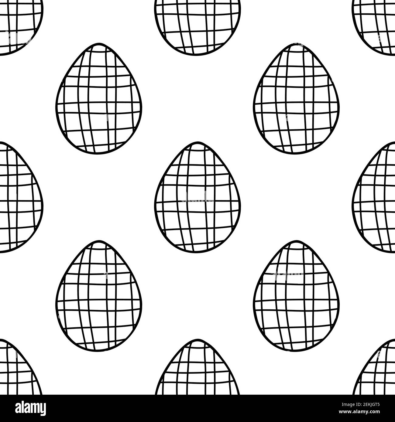 Nahtloses Muster aus handgezeichneten Ostereiern Illustration. Isoliert auf weißem Hintergrund. Stock Vektor