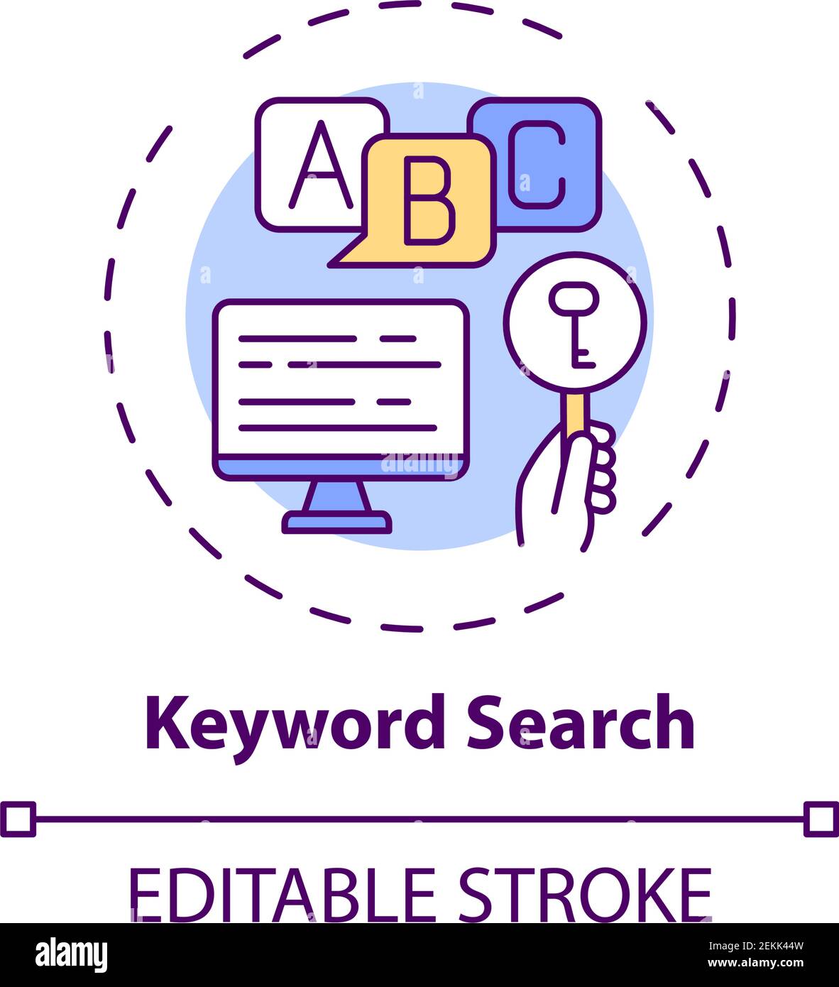 Symbol für das Konzept der Schlüsselwortsuche Stock Vektor