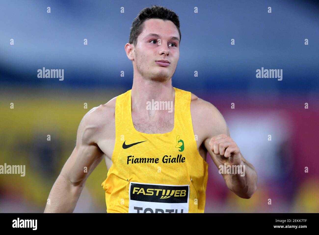 Filippo Tortu Von Italien Reagiert Am Ende Der 100m Manner Bei Der Goldenen Gala Pietro Mennea Die Italienische Etappe Der Wanda Diamond League Athletic Circuit Im Stadio Olimpico Rom September 17th 2020