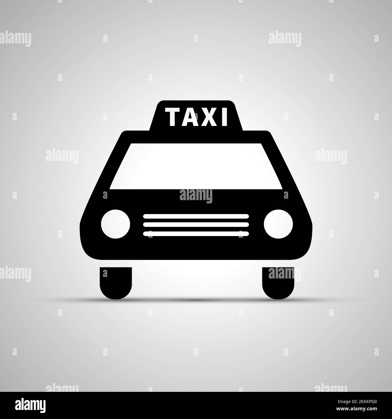 Car Taxi Silhouette, einfache schwarze Symbol mit Schatten Stock Vektor