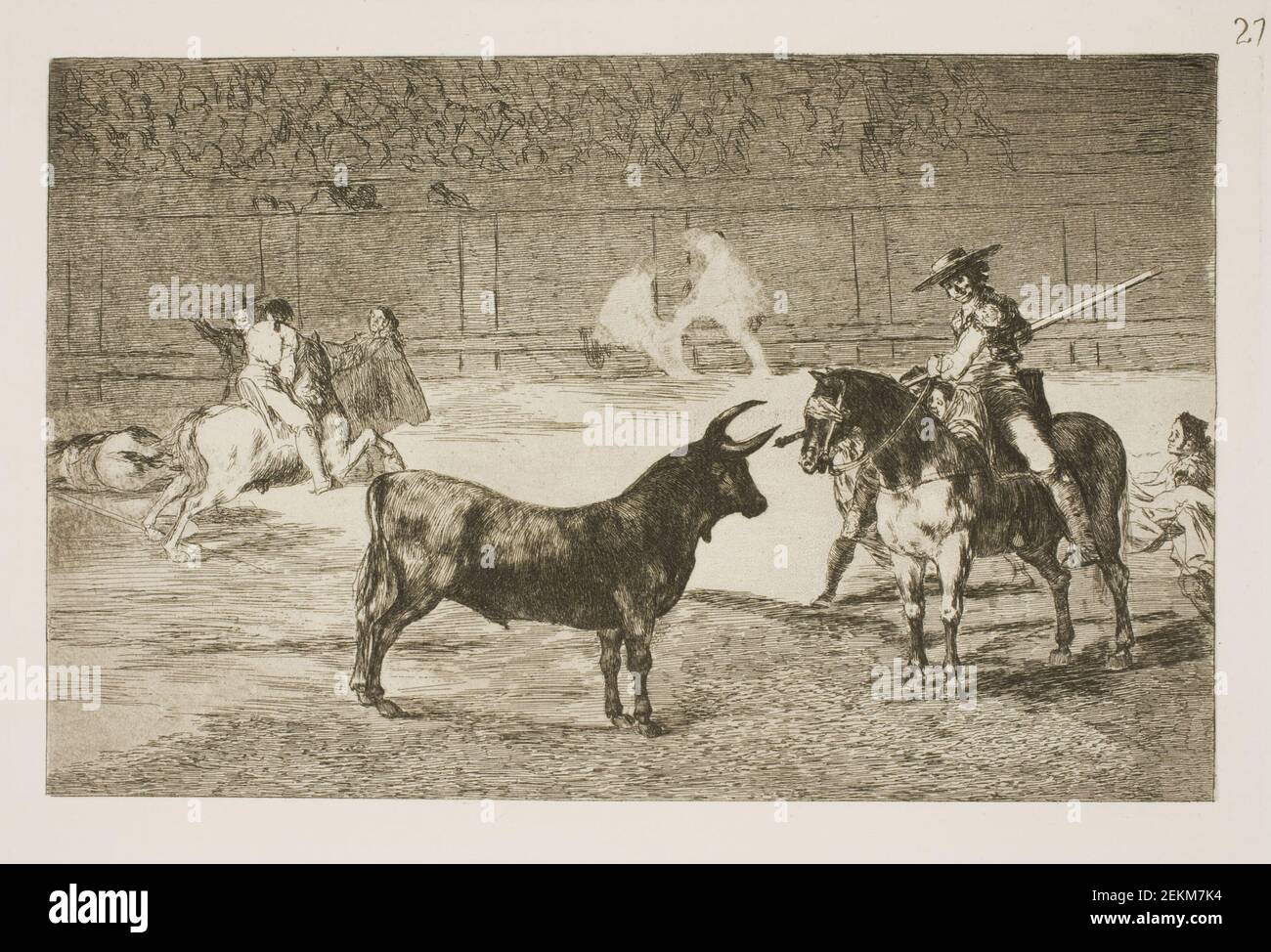 Francisco de Goya (1746-1828), der berühmte Picador Fernando del Toro, provoziert den Öltyr mit seiner Lanze, 1815-1816 Stockfoto